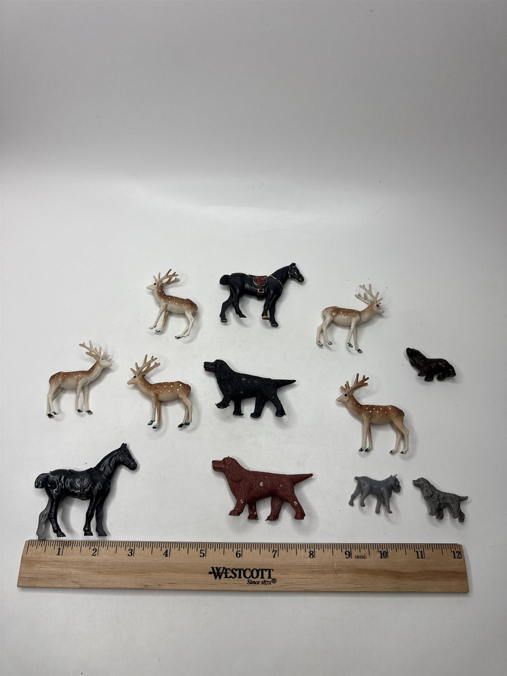 Lot Vintage Miniature Figures Dogs Deer Horses Under Tree Christmas Village