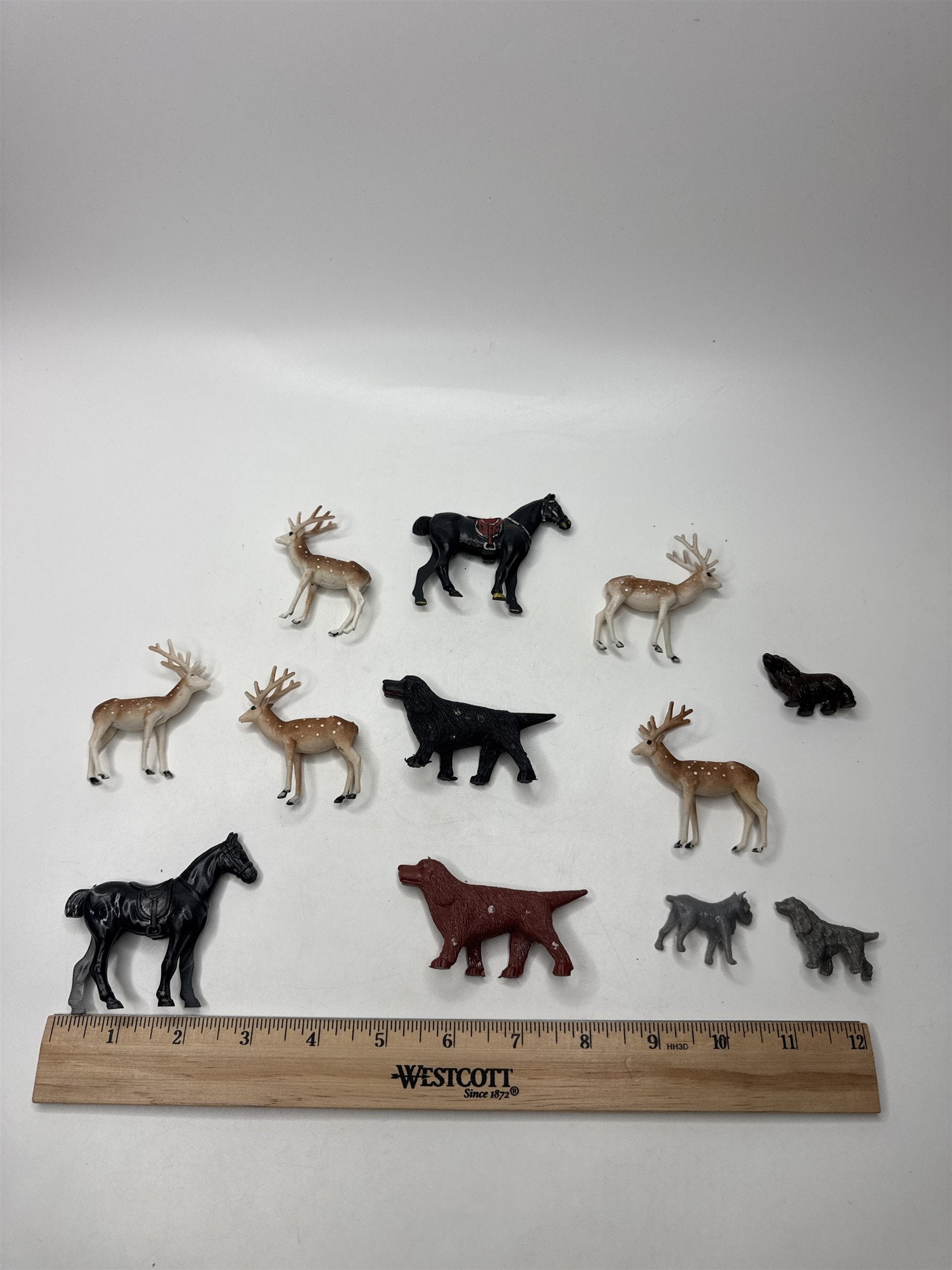 Lot Vintage Miniature Figures Dogs Deer Horses Under Tree Christmas Village