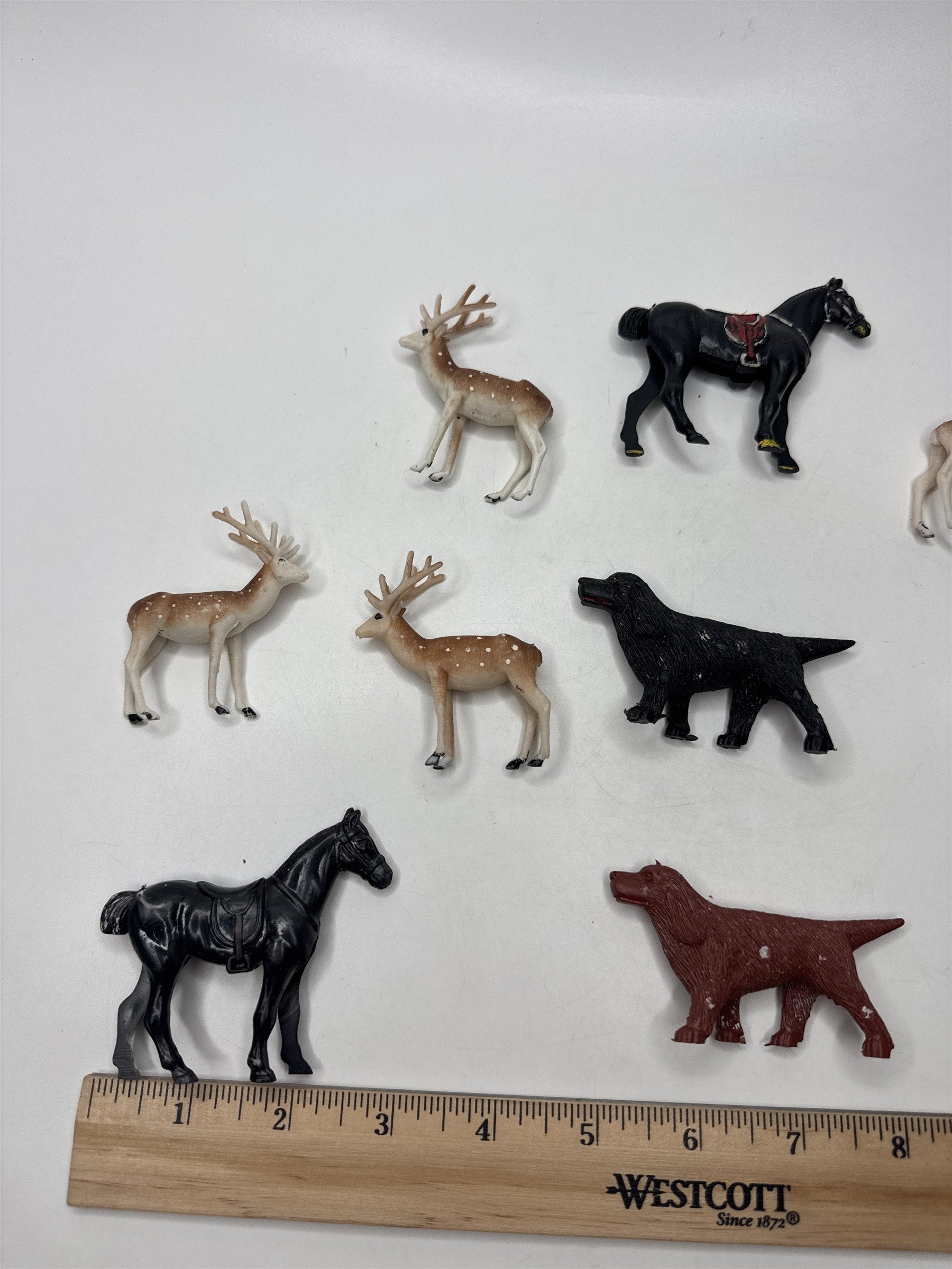 Lot Vintage Miniature Figures Dogs Deer Horses Under Tree Christmas Village