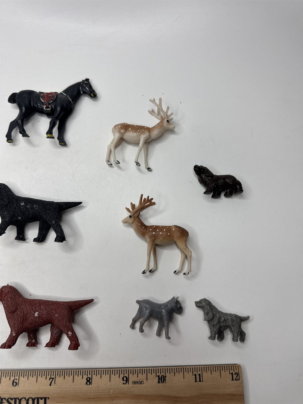 Lot Vintage Miniature Figures Dogs Deer Horses Under Tree Christmas Village