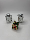 Lot 3 Vintage Lantern Present Ornament Christmas Holiday Figural Kitsch Set