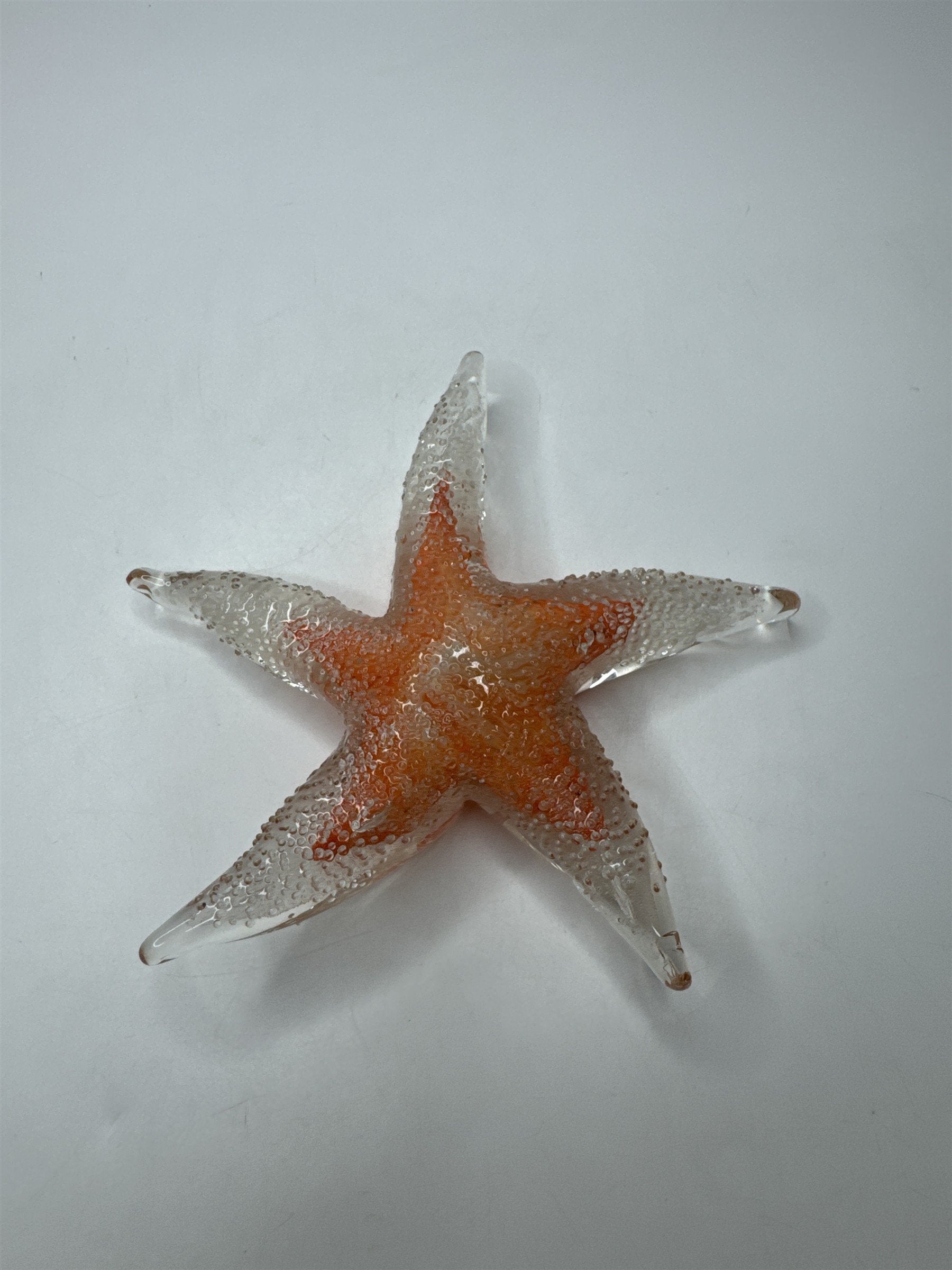 Vintage 6" Glass Starfish Paperweight Art Glass Heavy Nautical Coastal Decor