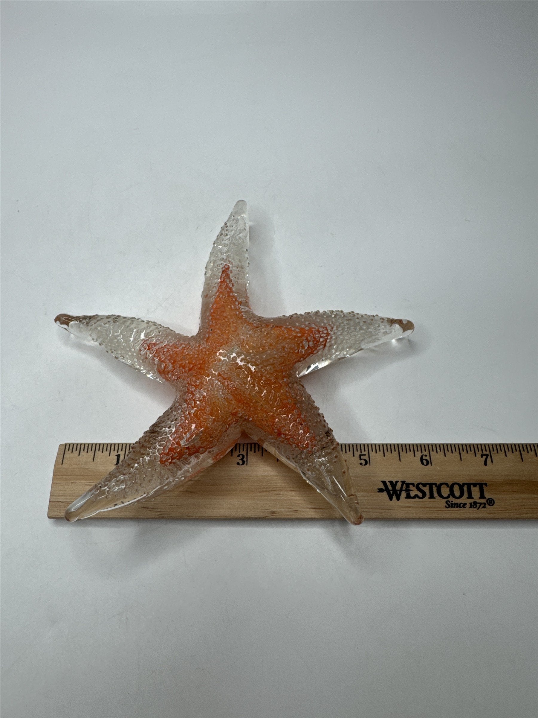 Vintage 6" Glass Starfish Paperweight Art Glass Heavy Nautical Coastal Decor