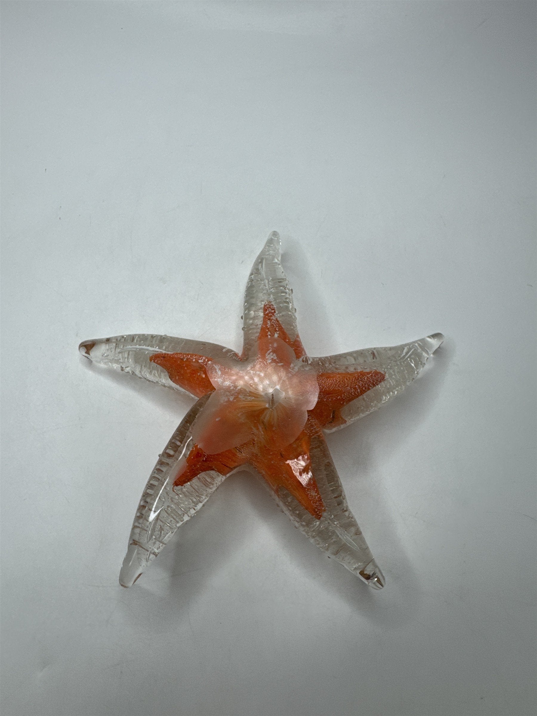 Vintage 6" Glass Starfish Paperweight Art Glass Heavy Nautical Coastal Decor