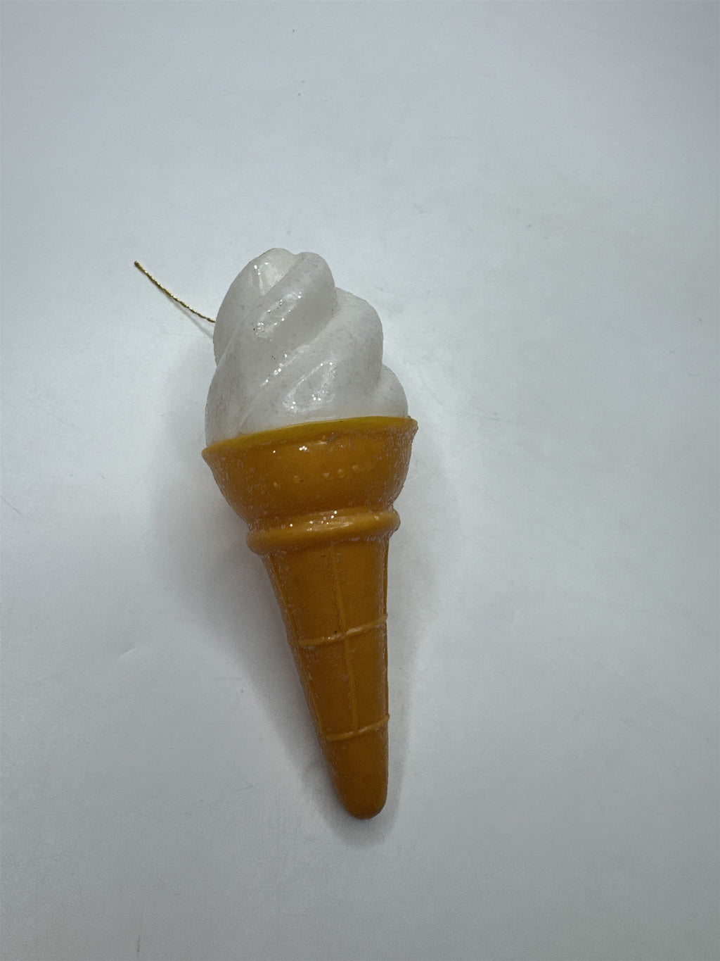 Vintage Hong Kong Plastic Ice Cream Cone Ornament Glitter Figural Kitsch MCM