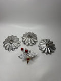Lot 3 Vintage Tin Reflective Christmas Candle Holders Tapers Flower Ornament