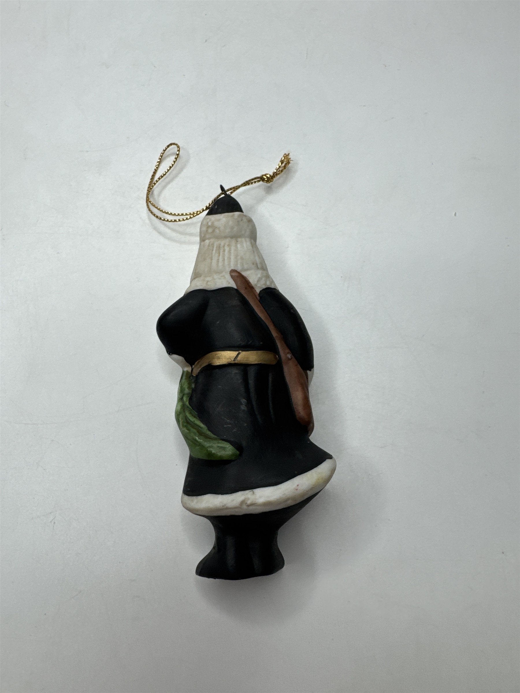 Vintage Ceramic Old Fashioned Santa Claus Hanging Ornament Christmas Tree Decor