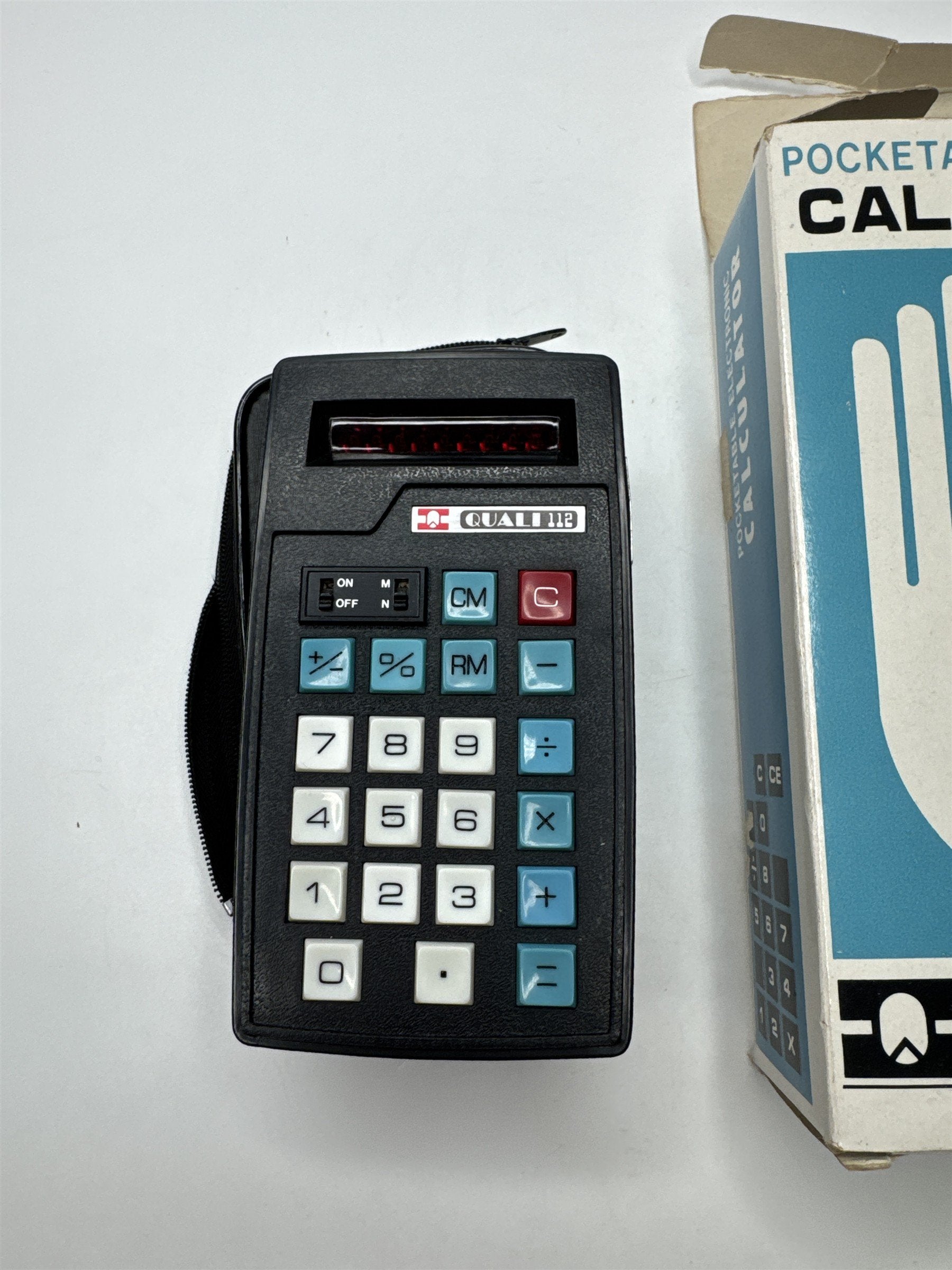 Vintage Qualitron Quali QI-112 Calculator Handheld LED Display Retro