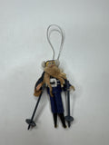 Vintage Skier Ornament Felt Wood Figural Christmas Holiday Winter Sports