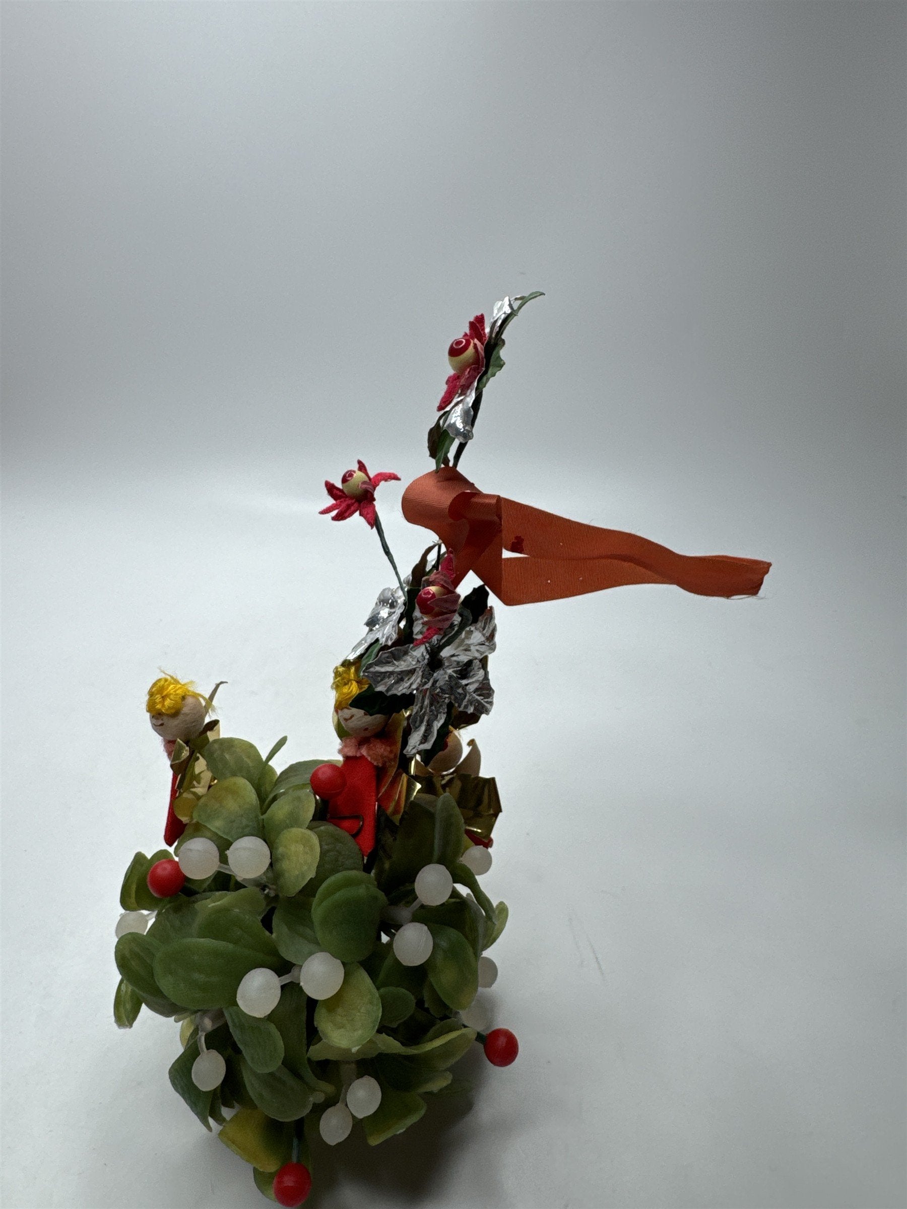 Vintage Felt Angels Mistletoe Kissing Ball Hanging Ornament Christmas Decor