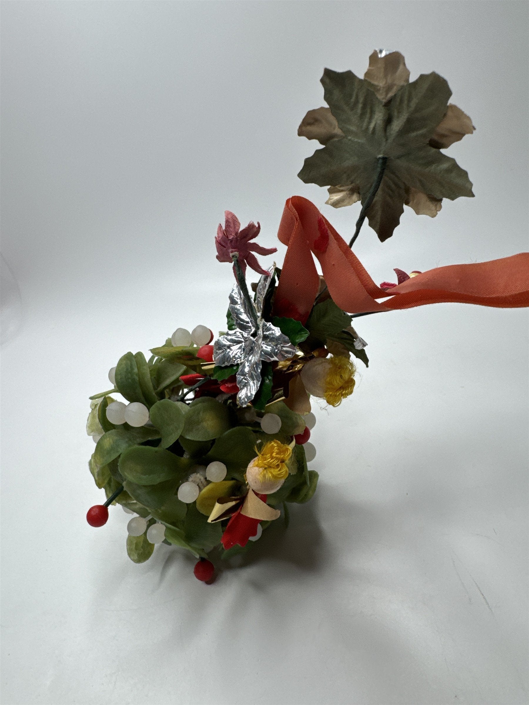 Vintage Felt Angels Mistletoe Kissing Ball Hanging Ornament Christmas Decor