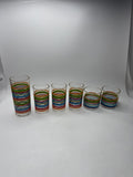 Vintage Libbey Fiesta Striped Tumblers Set 6 Mixed Sizes Barware MCM Retro