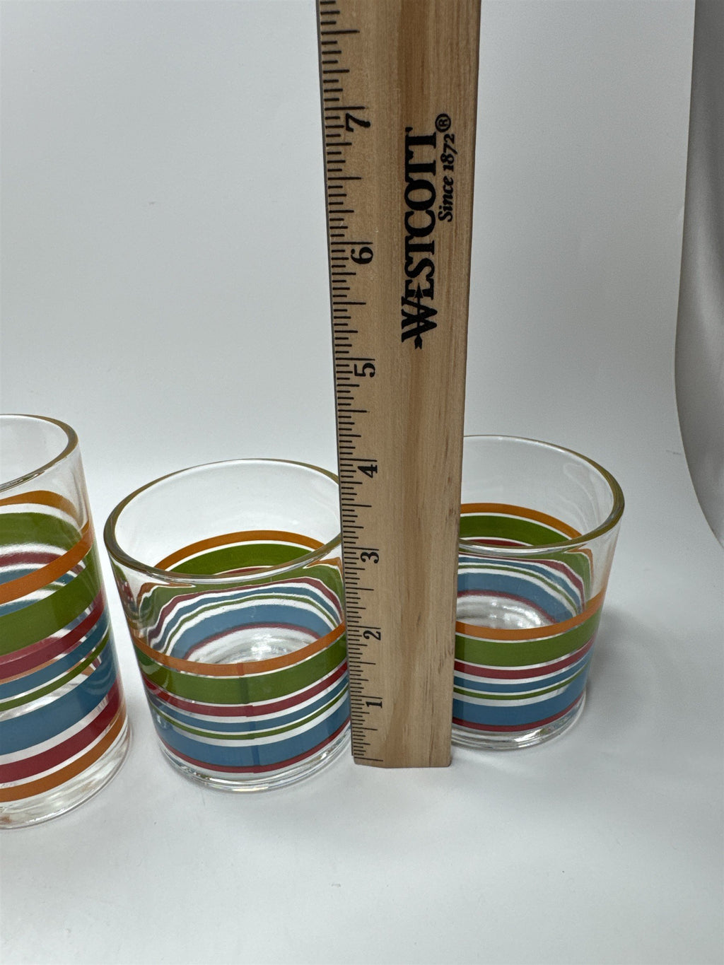 Vintage Libbey Fiesta Striped Tumblers Set 6 Mixed Sizes Barware MCM Retro