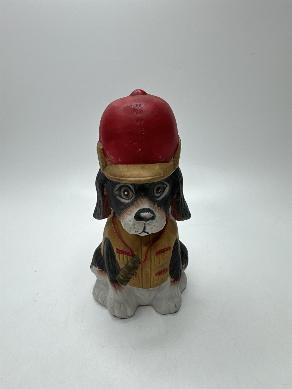 Vintage Jasco Hunting Dog Bank Figurine Red Hat Spaniel Stopper Missing