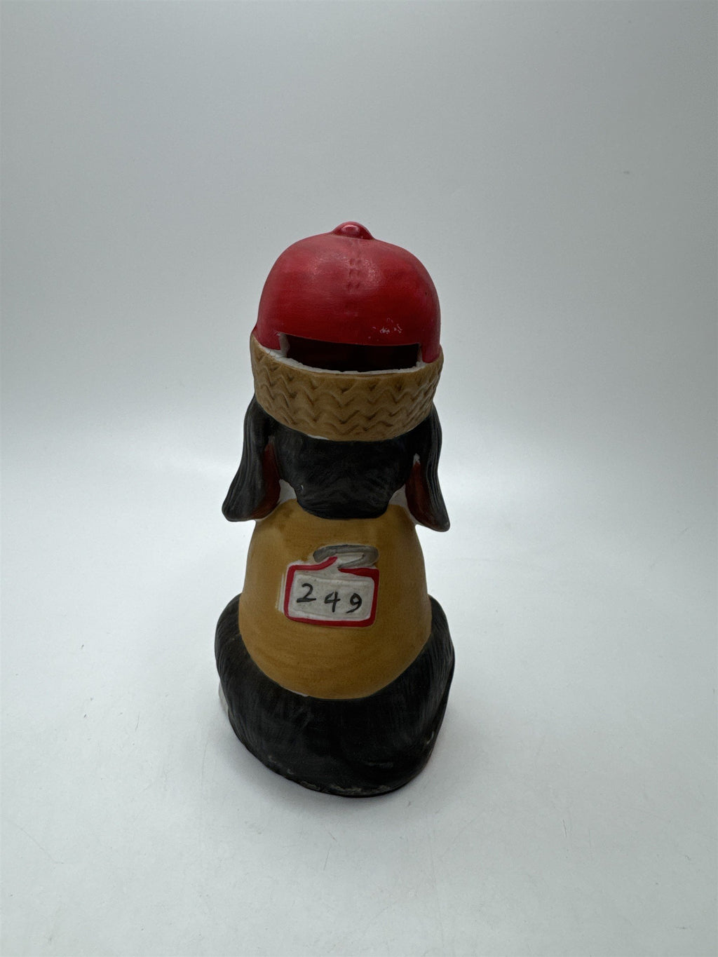 Vintage Jasco Hunting Dog Bank Figurine Red Hat Spaniel Stopper Missing