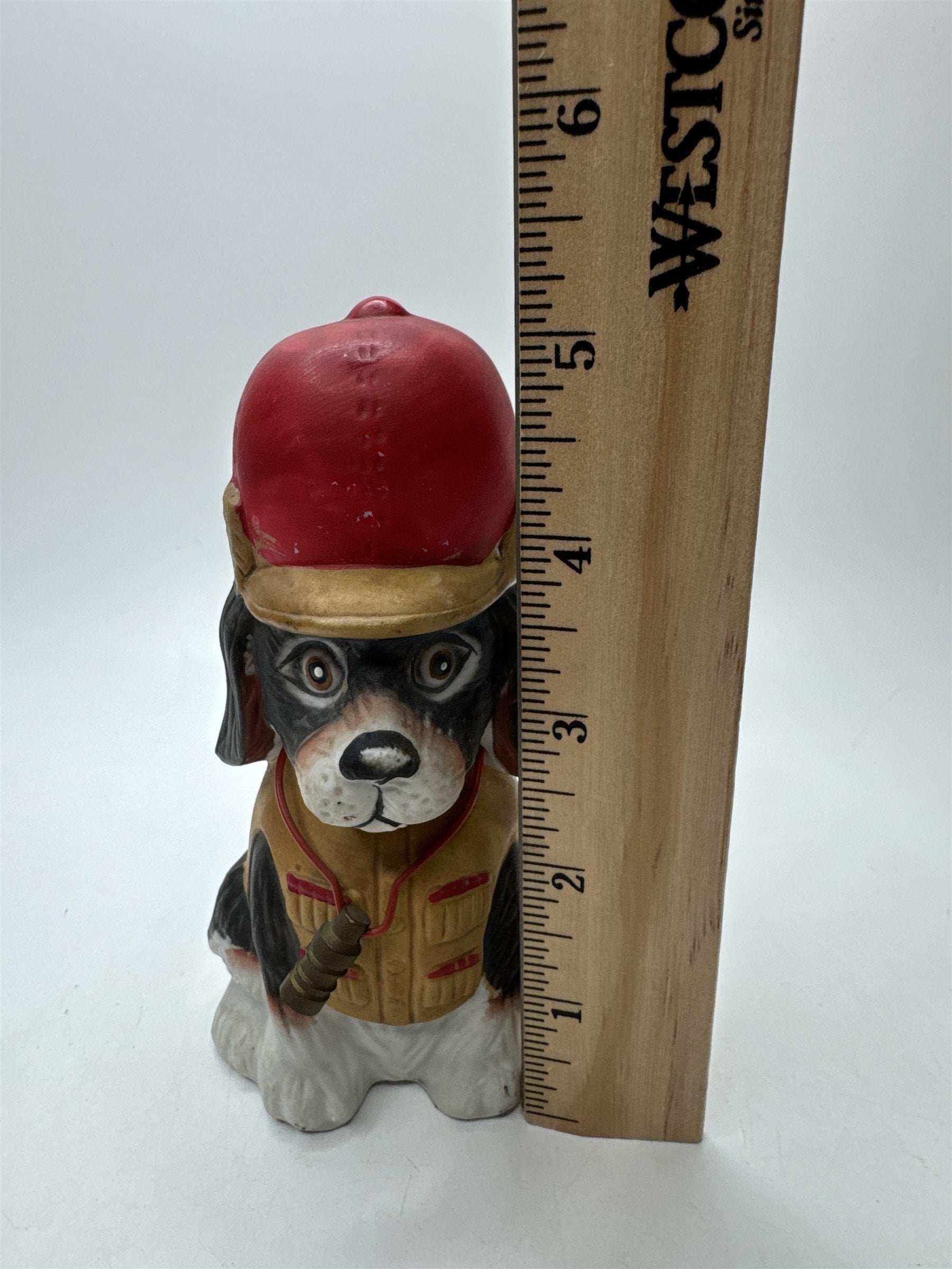 Vintage Jasco Hunting Dog Bank Figurine Red Hat Spaniel Stopper Missing