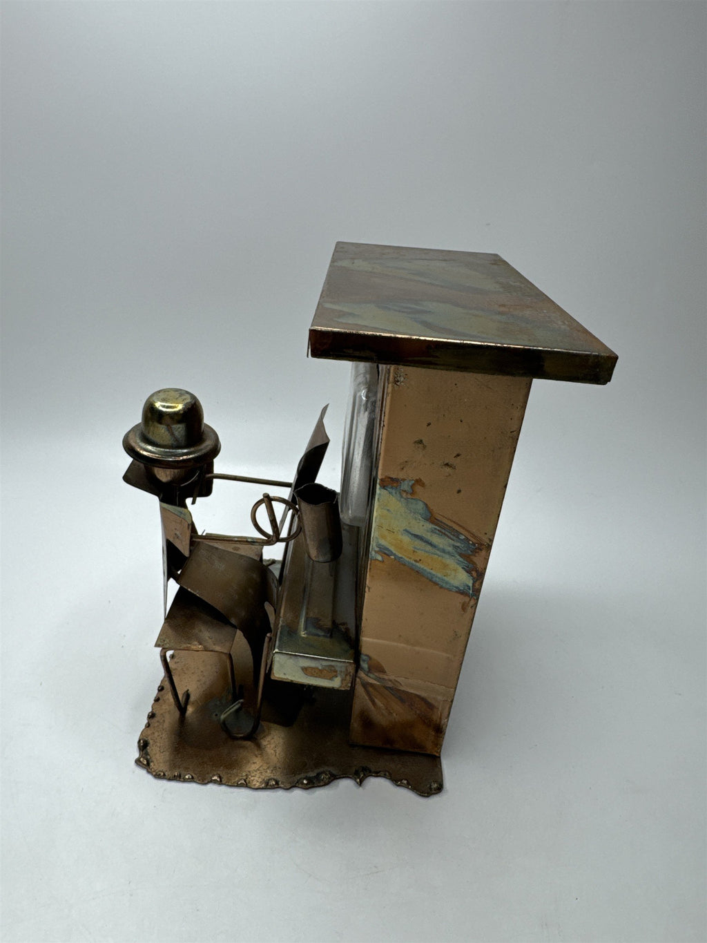 Vintage Metal Grand Piano Music Box Patina Pianist Musician Folk Art Saloon