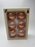 Set of 6 Christmas by Krebs Peach Glazed Glass Ball Ornaments Holiday Retro