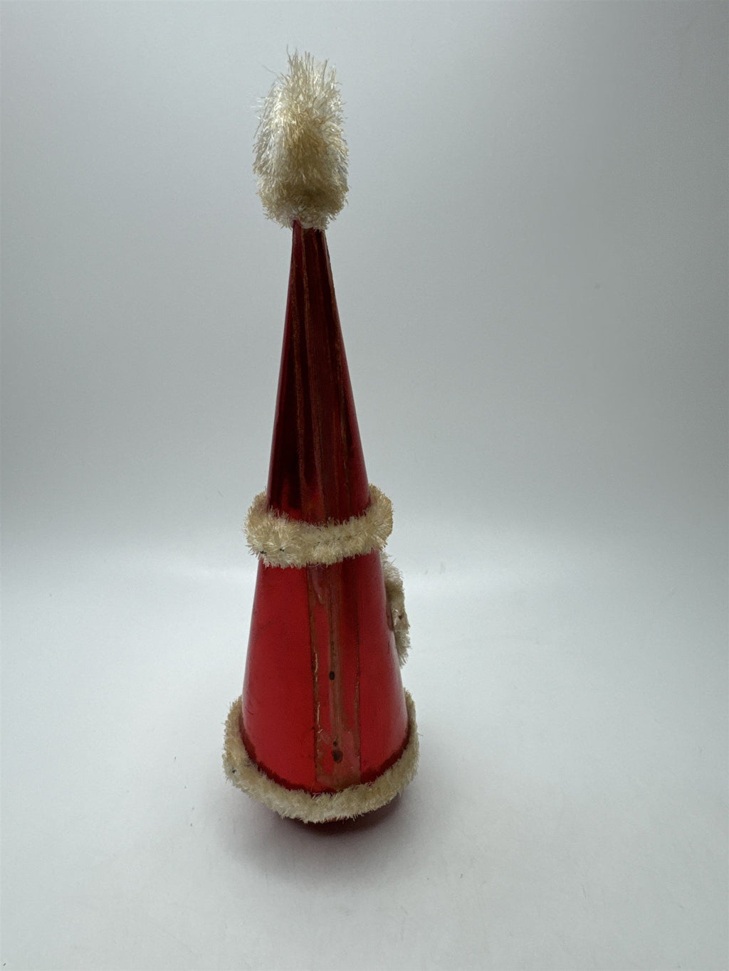 Vintage Santa Roly Poly Bobble Toy Figurine Red Cone Chenille Kitsch MCM