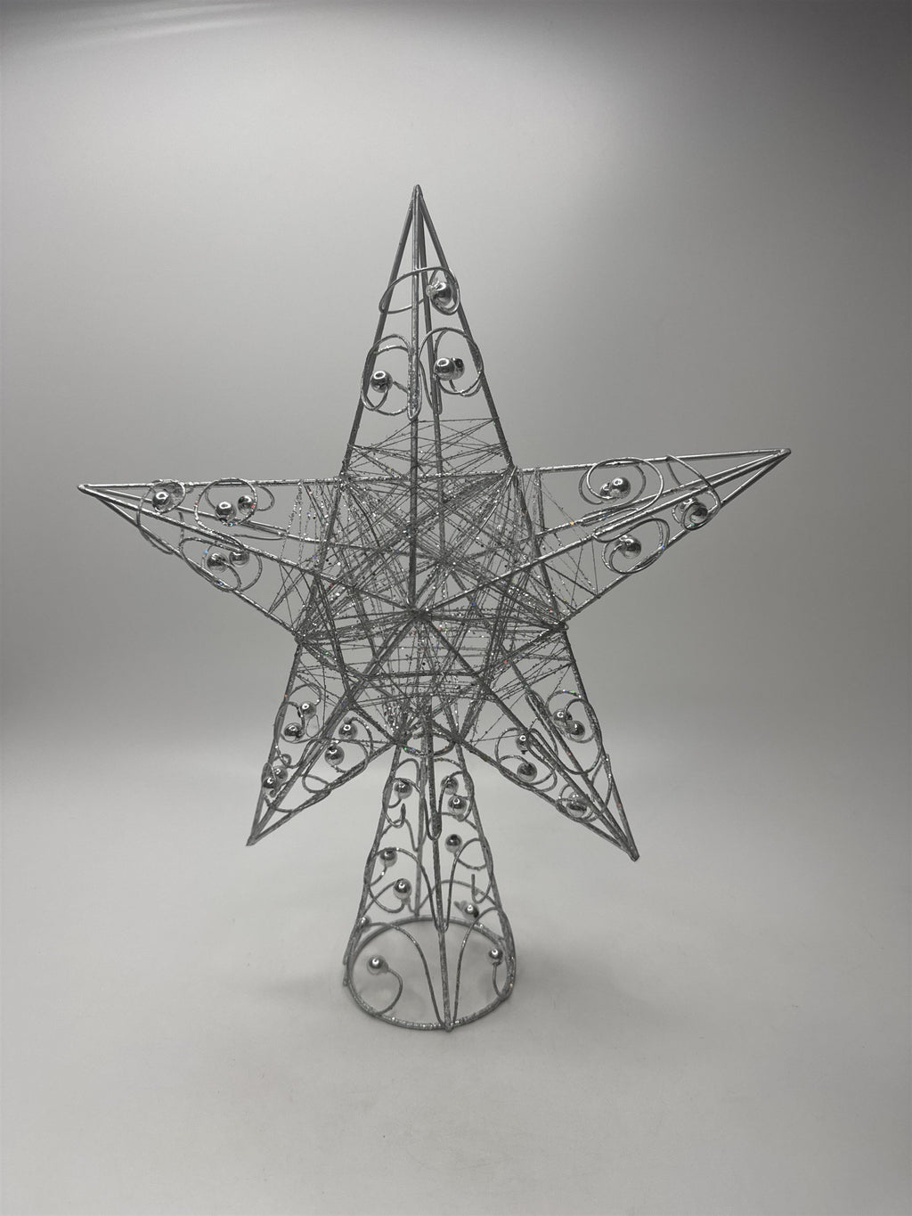 12" Silver Wire Filigree Star Tree Topper Victorian Christmas Ornament Decor