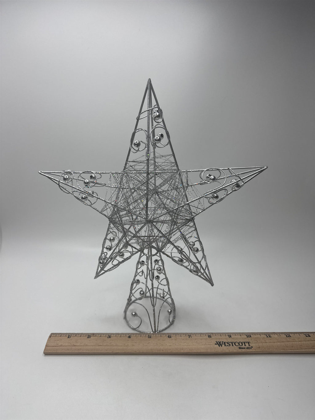 12" Silver Wire Filigree Star Tree Topper Victorian Christmas Ornament Decor