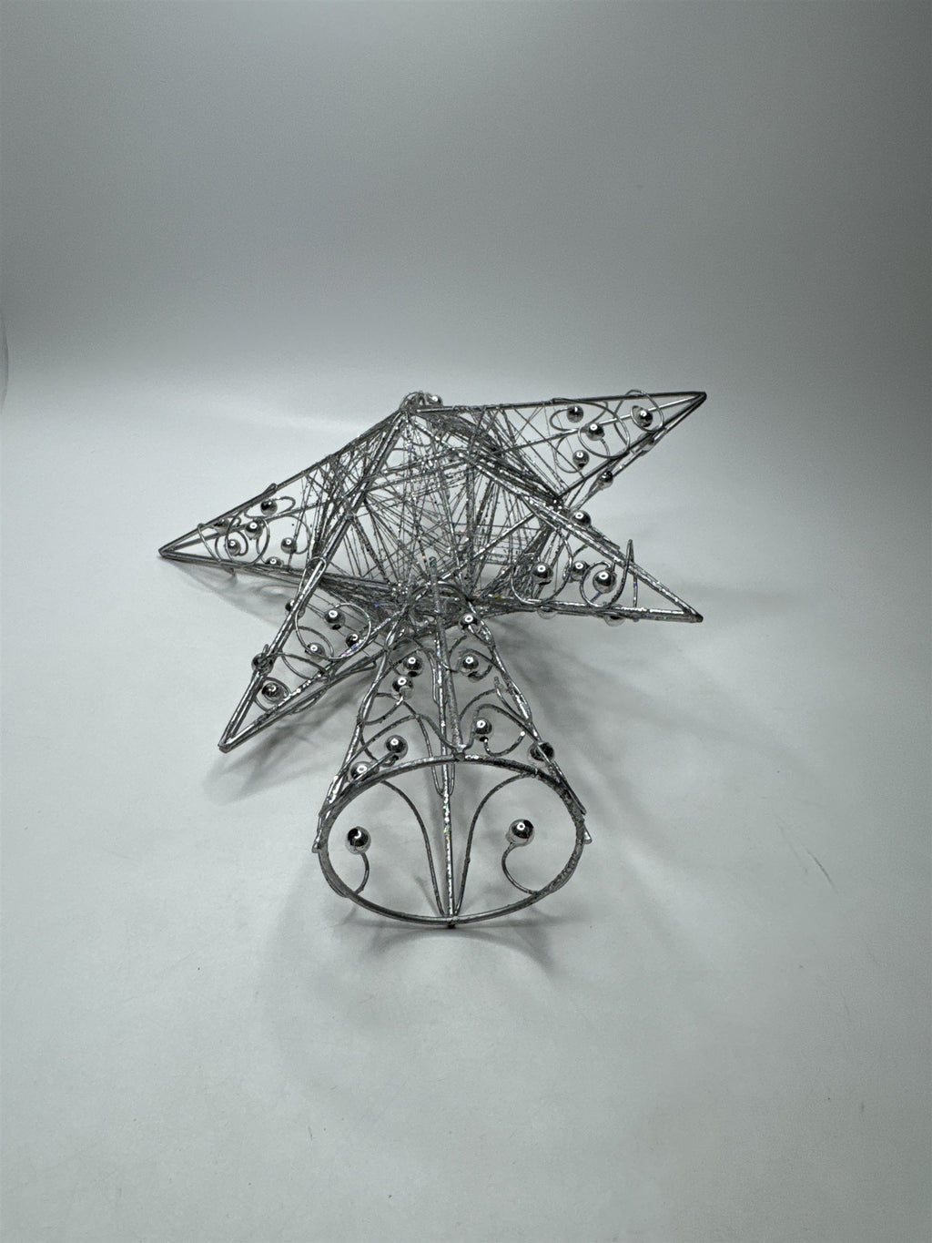 12" Silver Wire Filigree Star Tree Topper Victorian Christmas Ornament Decor