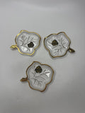 Vintage Hazel Atlas Set 3 Leaf Dishes 22Kt Gold Trim Candy Relish Ashtrays