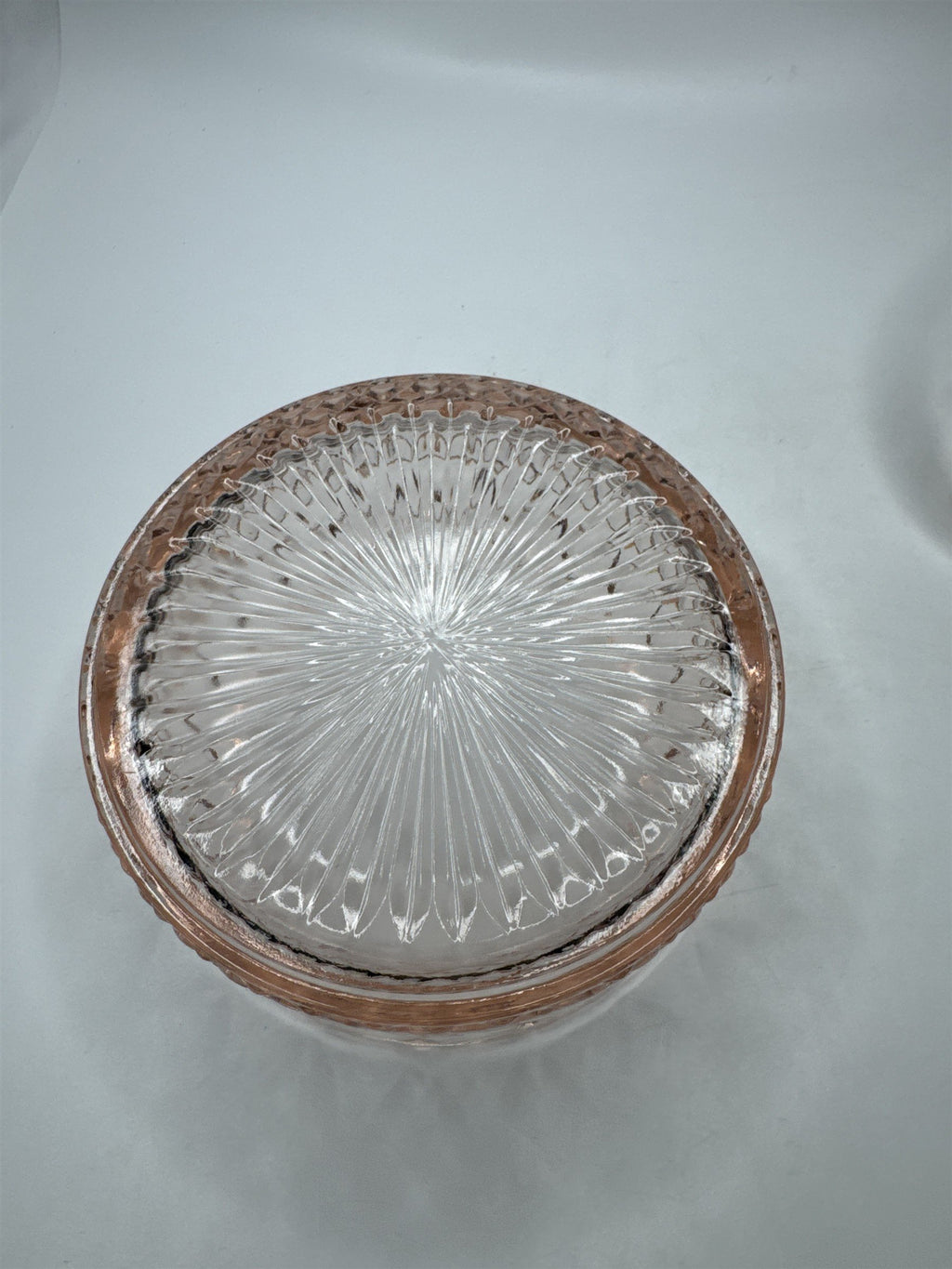 Vintage Indiana Glass Pink Covered Candy Dish Diamond Point Depression Trinket