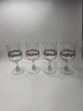 Set of 4 Vintage Libbey Holly Ribbon Wine Glasses Goblets Christmas Holiday