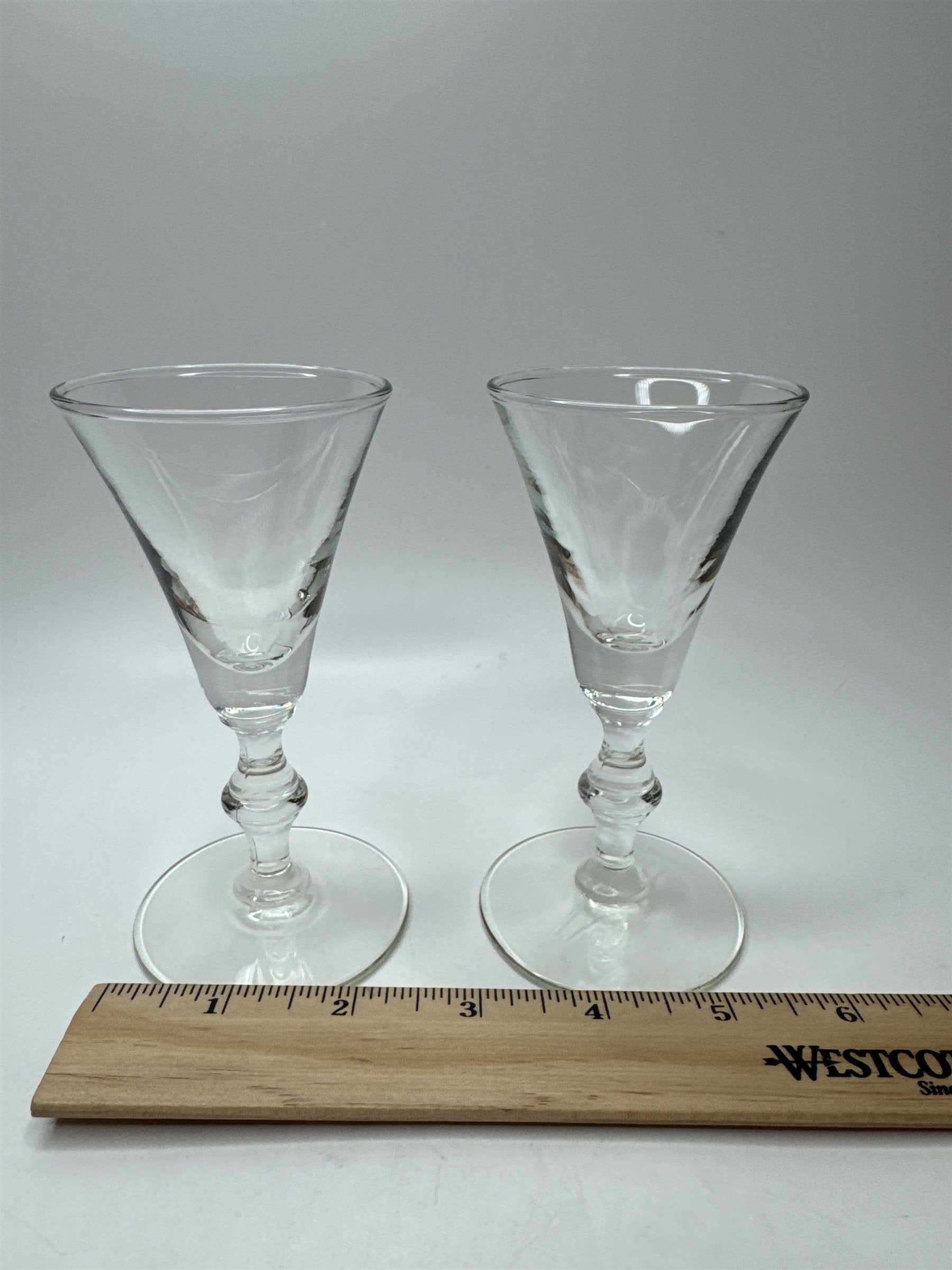 Vintage Libbey Set 2 Georgian Sherry Cordial Liqueur Glasses Barware