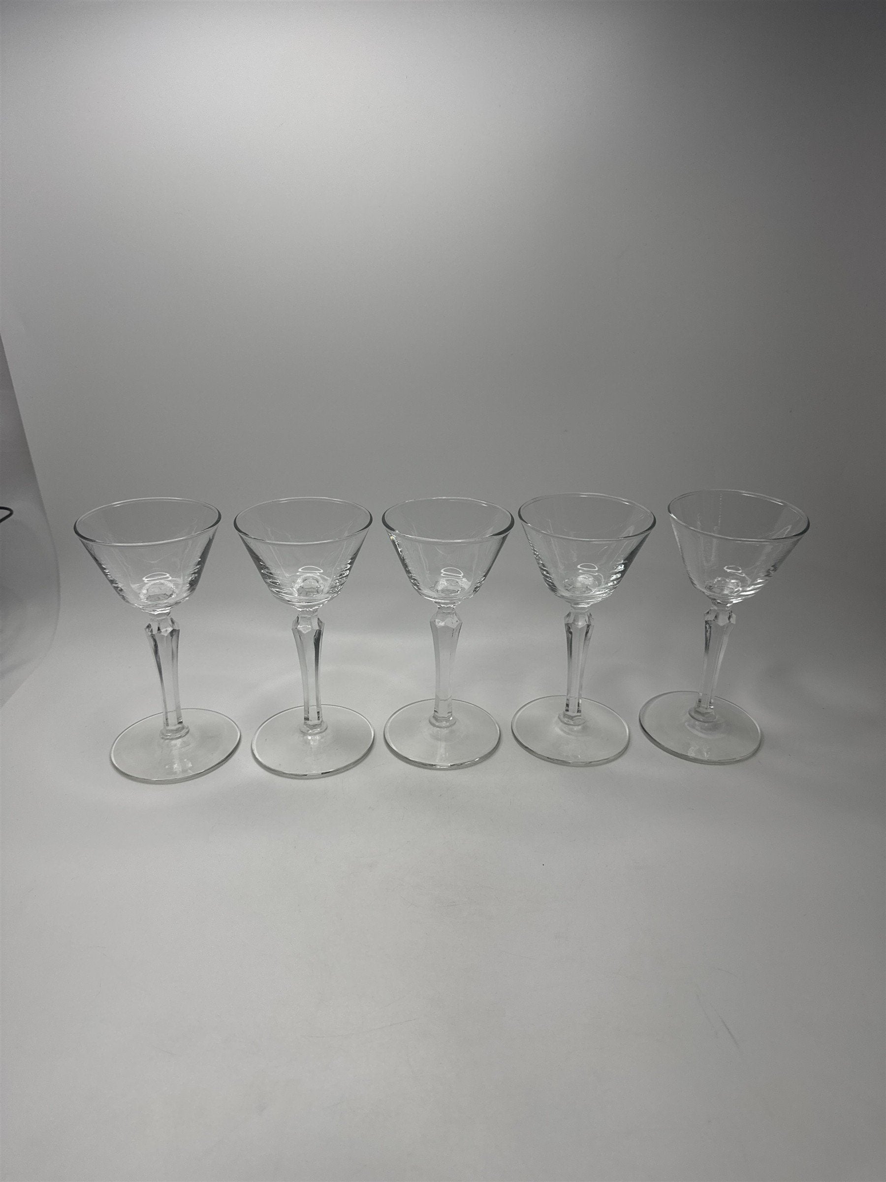 Vintage Libbey Brookdale Set 5 Water Goblets Schnapps Cordial Stemware
