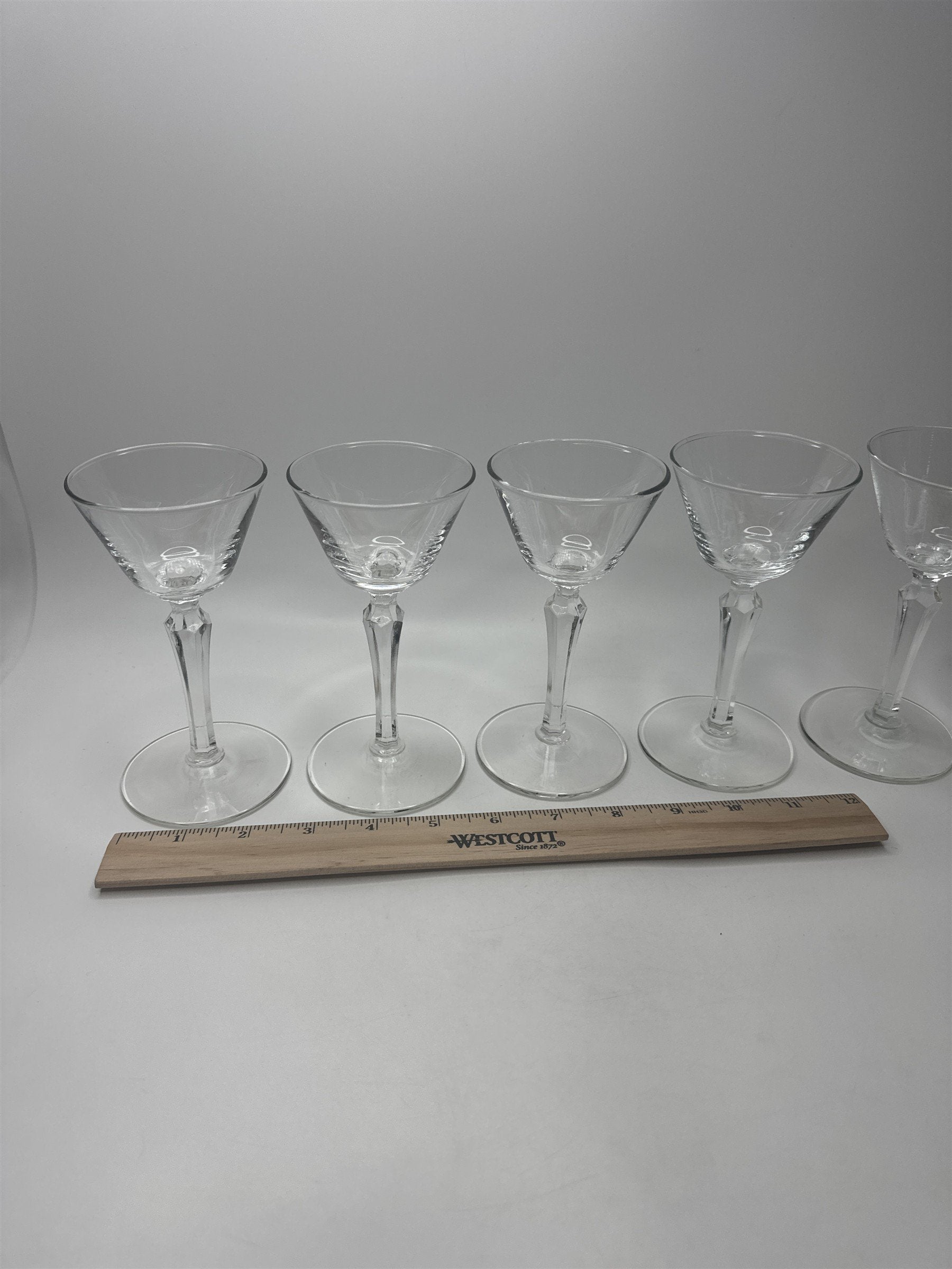 Vintage Libbey Brookdale Set 5 Water Goblets Schnapps Cordial Stemware