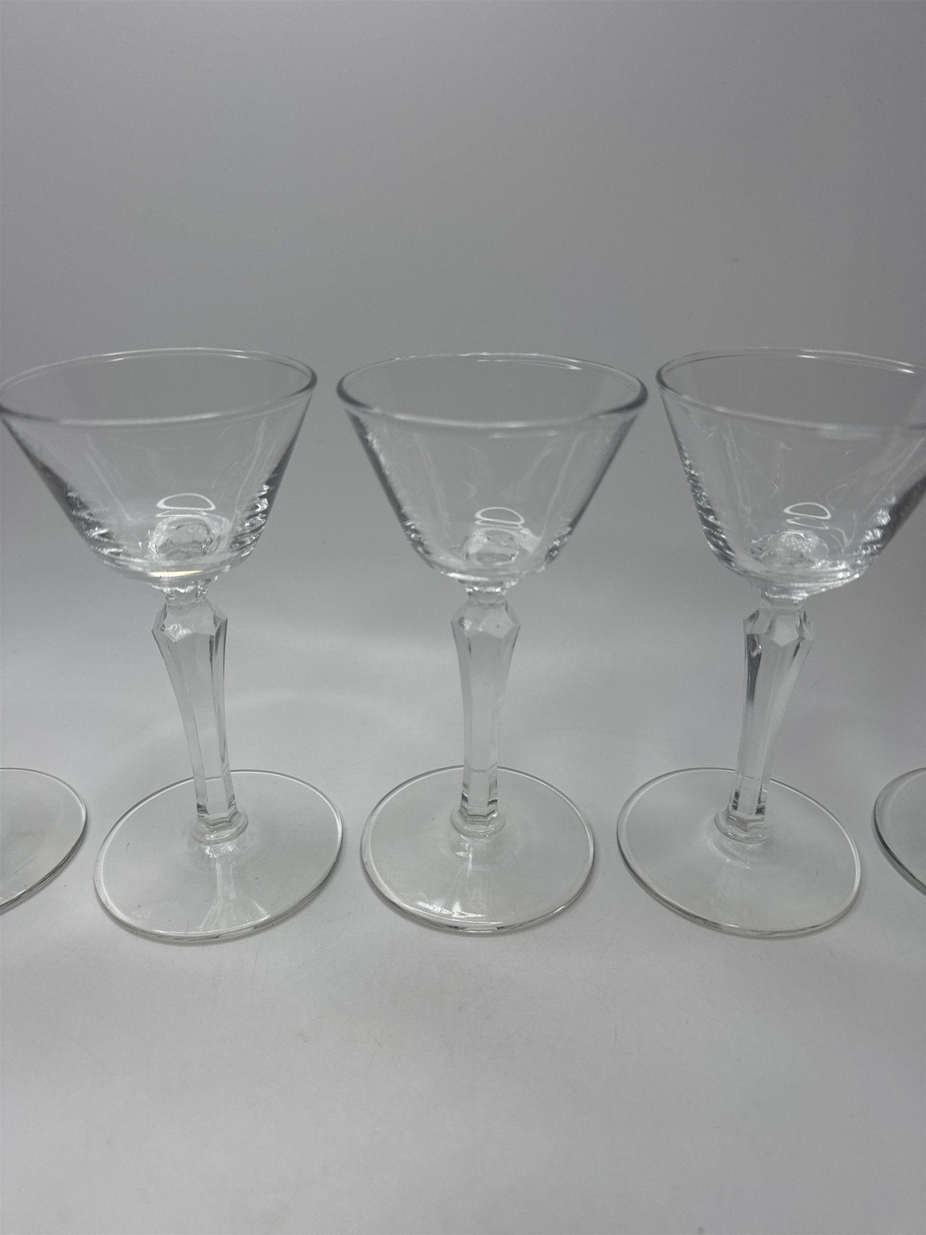 Vintage Libbey Brookdale Set 5 Water Goblets Schnapps Cordial Stemware