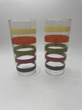 Vintage Set 2 Swanky Swigs Striped Fiesta Tumblers MCM Retro Barware