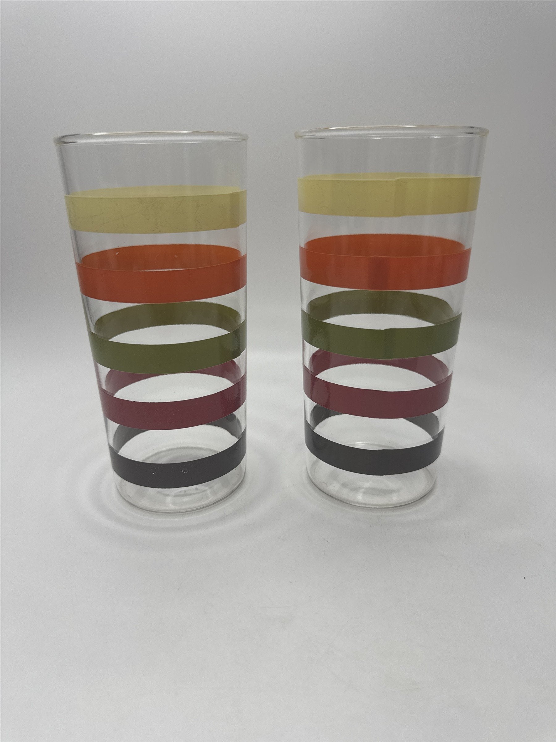 Vintage Set 2 Swanky Swigs Striped Fiesta Tumblers MCM Retro Barware