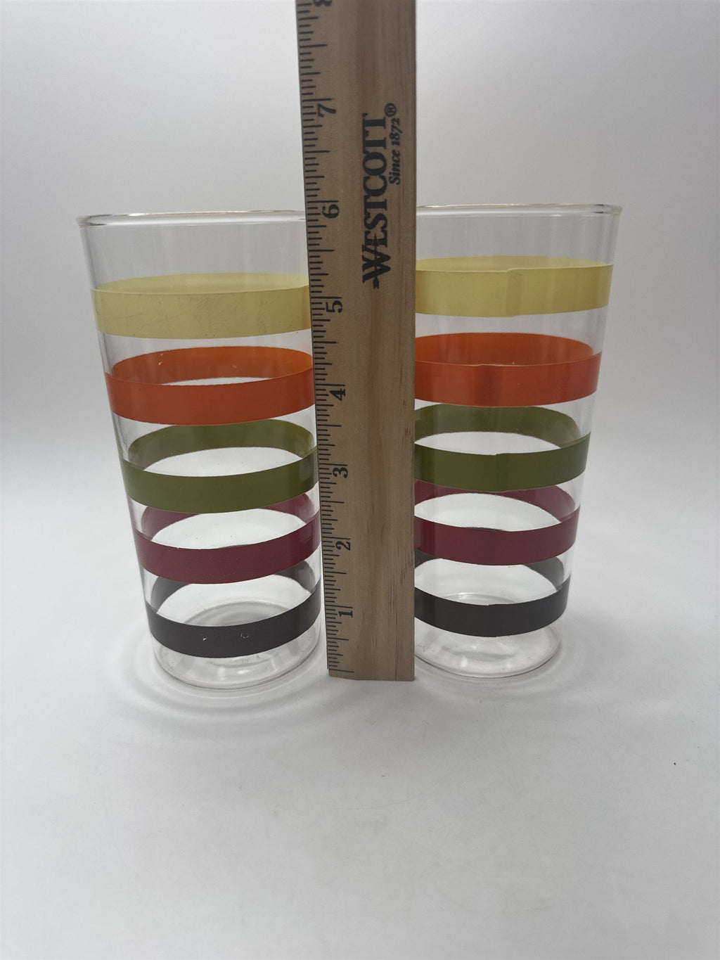 Vintage Set 2 Swanky Swigs Striped Fiesta Tumblers MCM Retro Barware