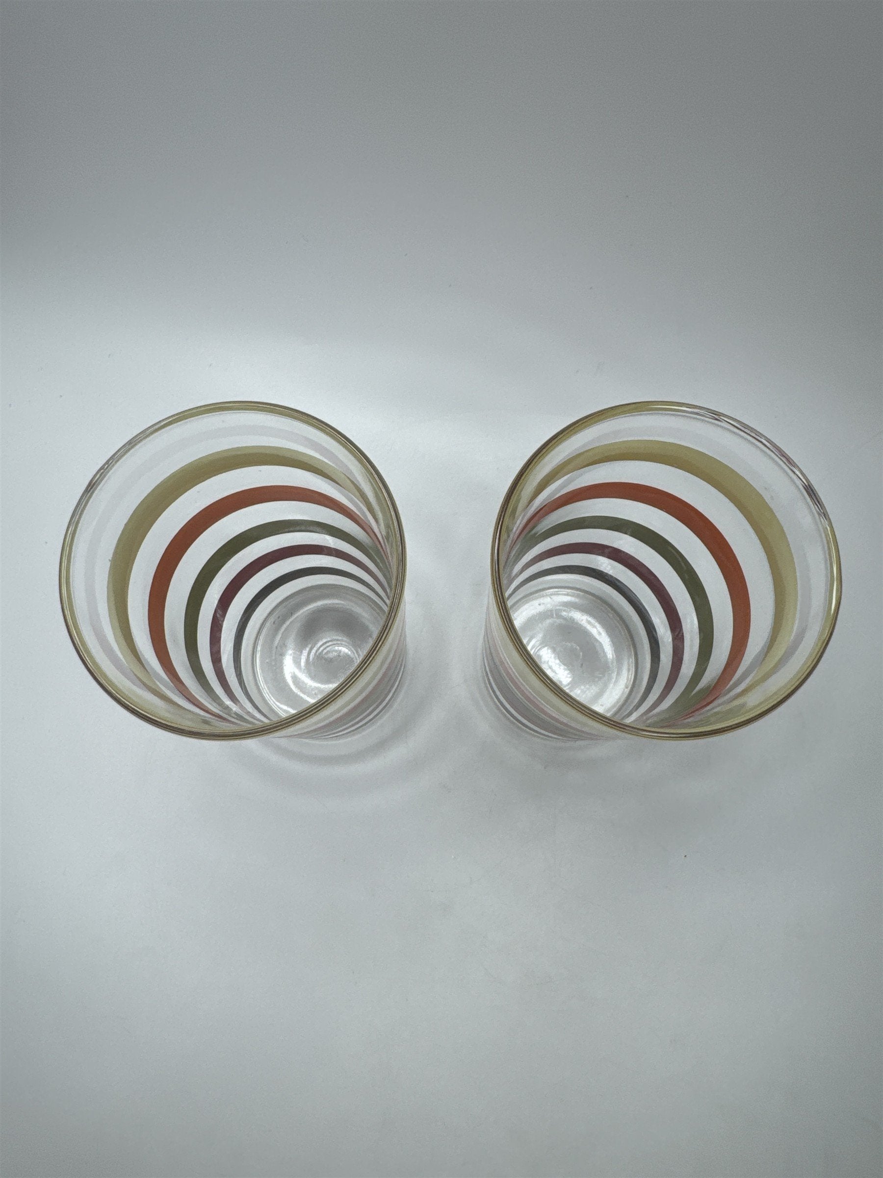 Vintage Set 2 Swanky Swigs Striped Fiesta Tumblers MCM Retro Barware