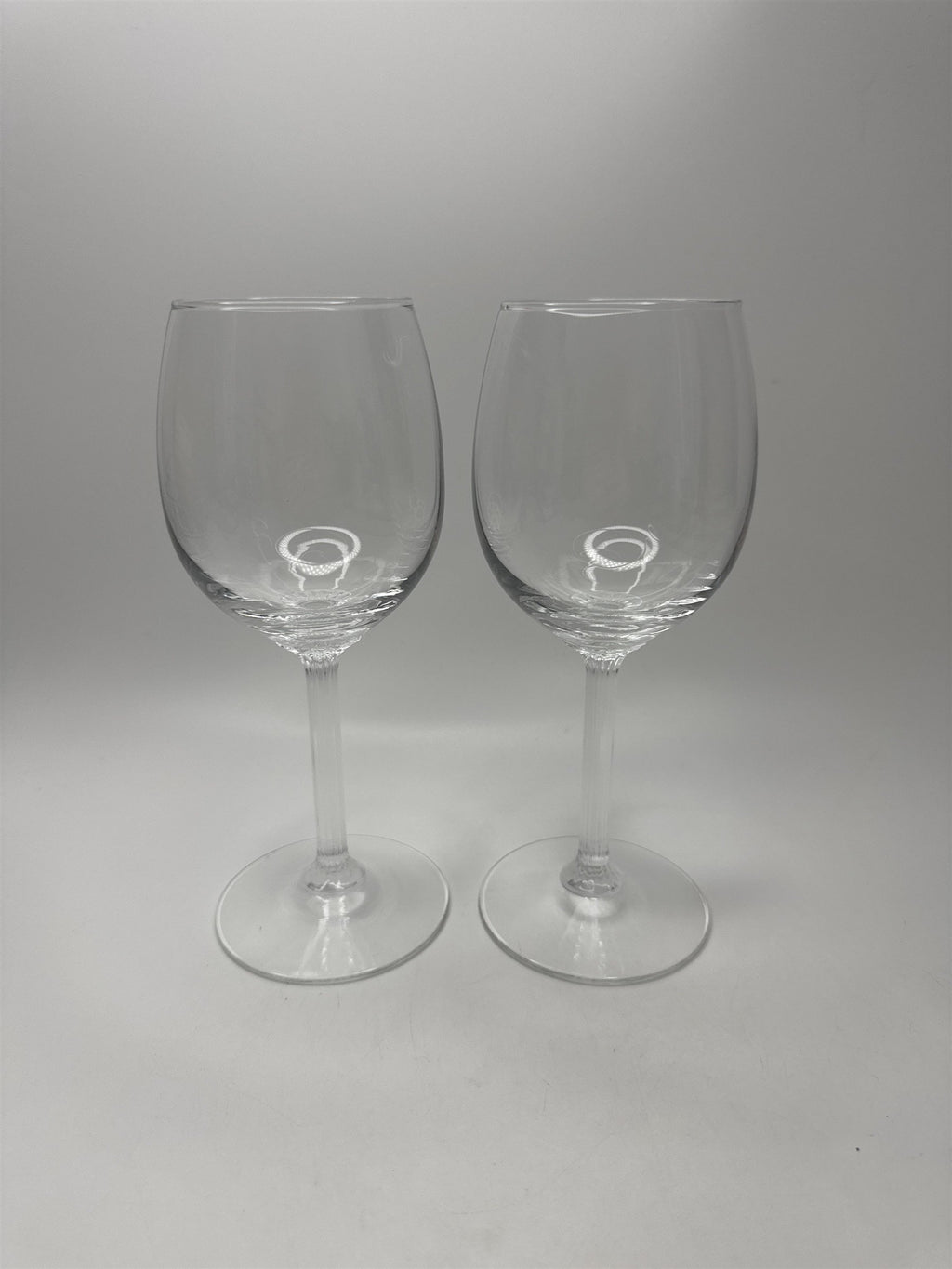 Vintage Set 2 Ribbed Stem Wine Glasses Goblets Barware