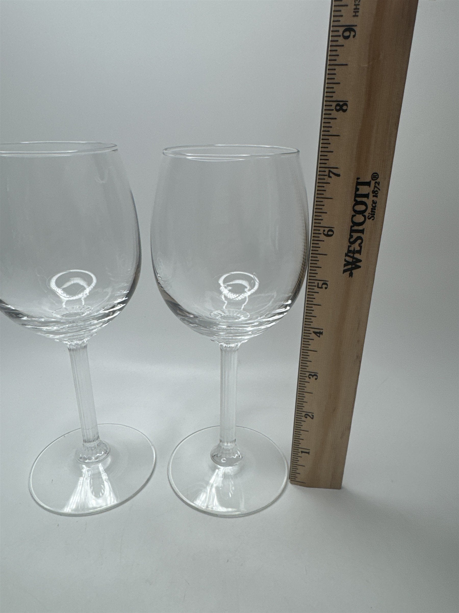 Vintage Set 2 Ribbed Stem Wine Glasses Goblets Barware