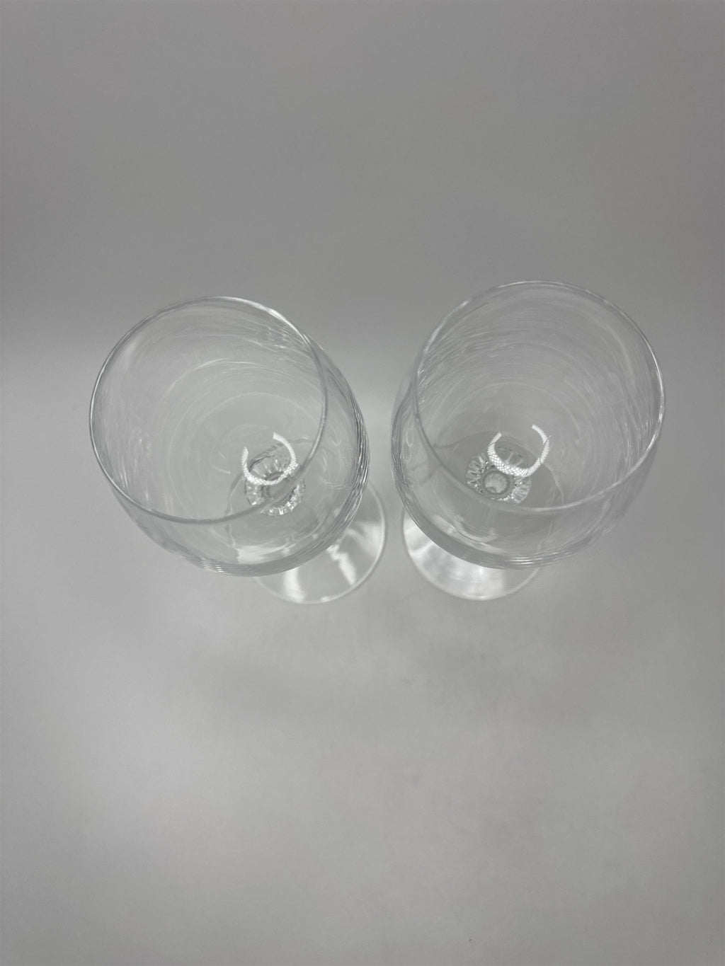 Vintage Set 2 Ribbed Stem Wine Glasses Goblets Barware