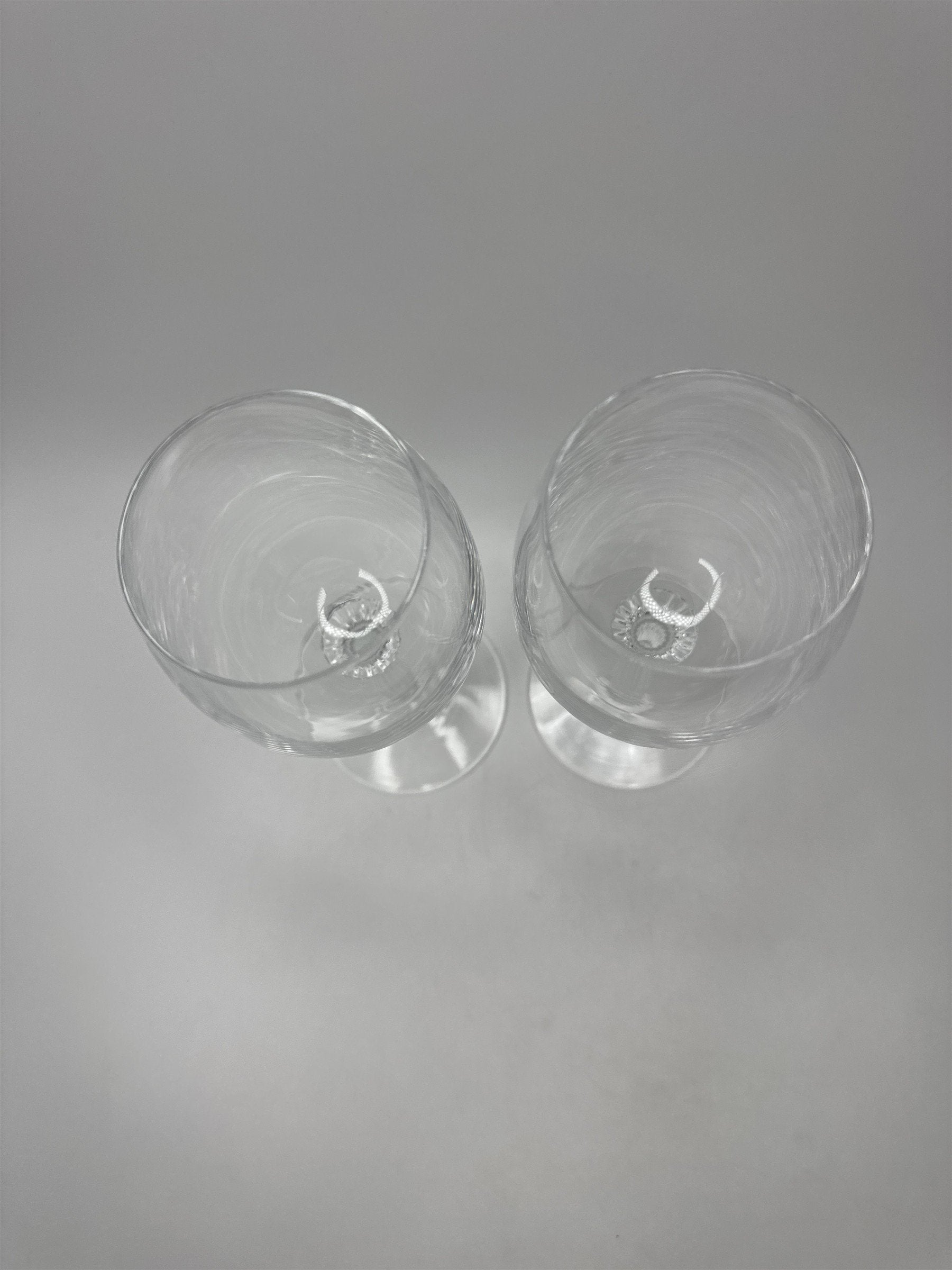Vintage Set 2 Ribbed Stem Wine Glasses Goblets Barware