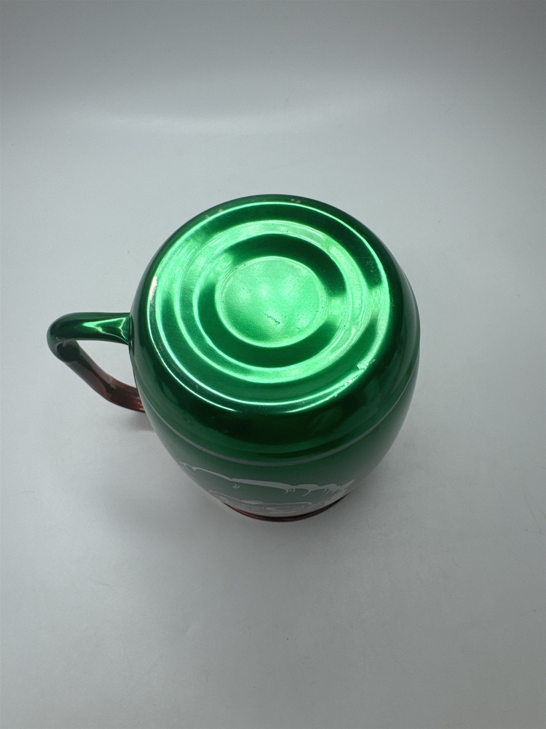 Vintage Pirate Pete's Soda Pop Mug Red Green Ombre Metal Jolly Roger Tankard