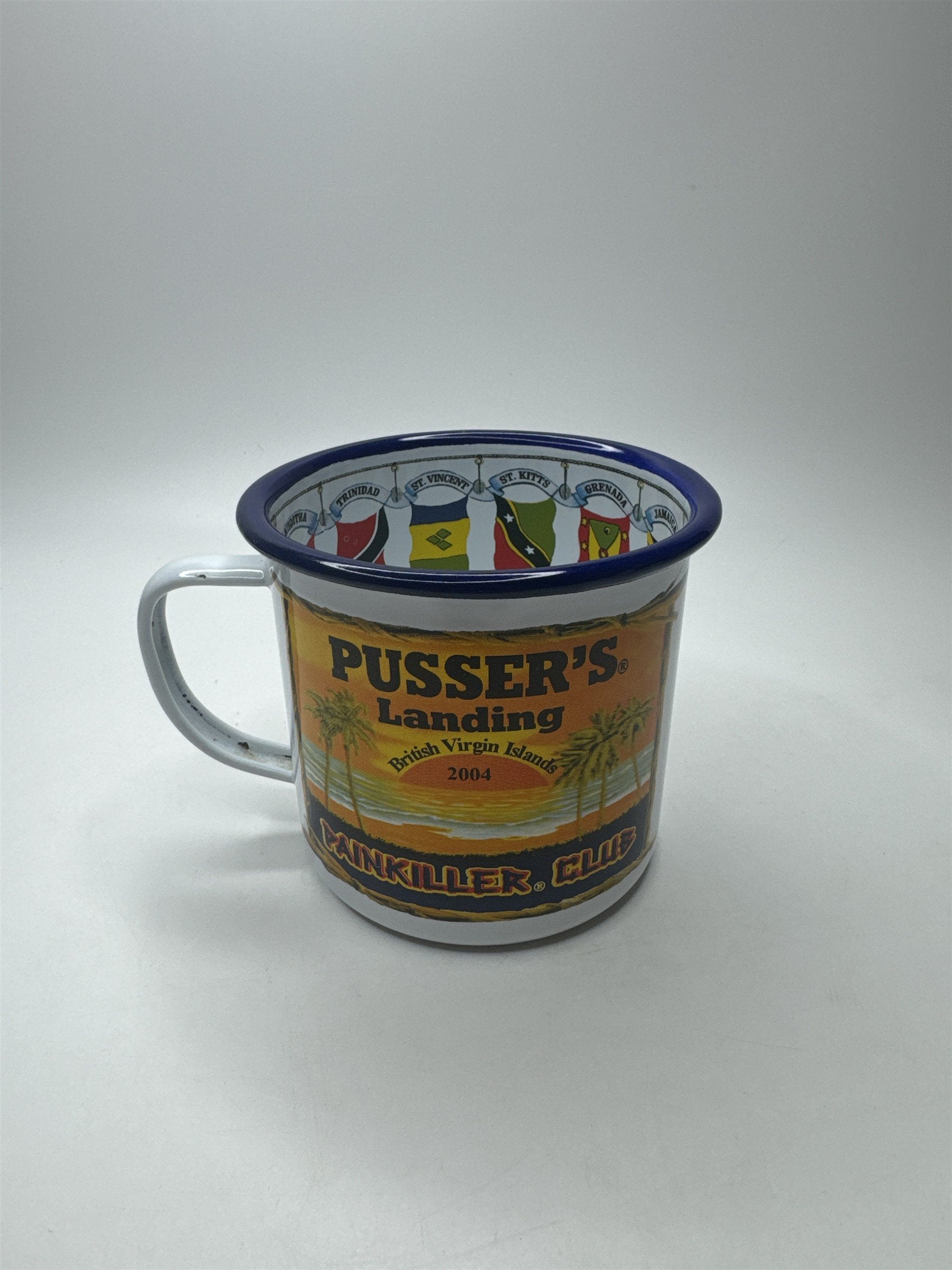 Pusser's Landing BVI 2004 Painkiller Club Navy Rum Enamel Mug Collectible