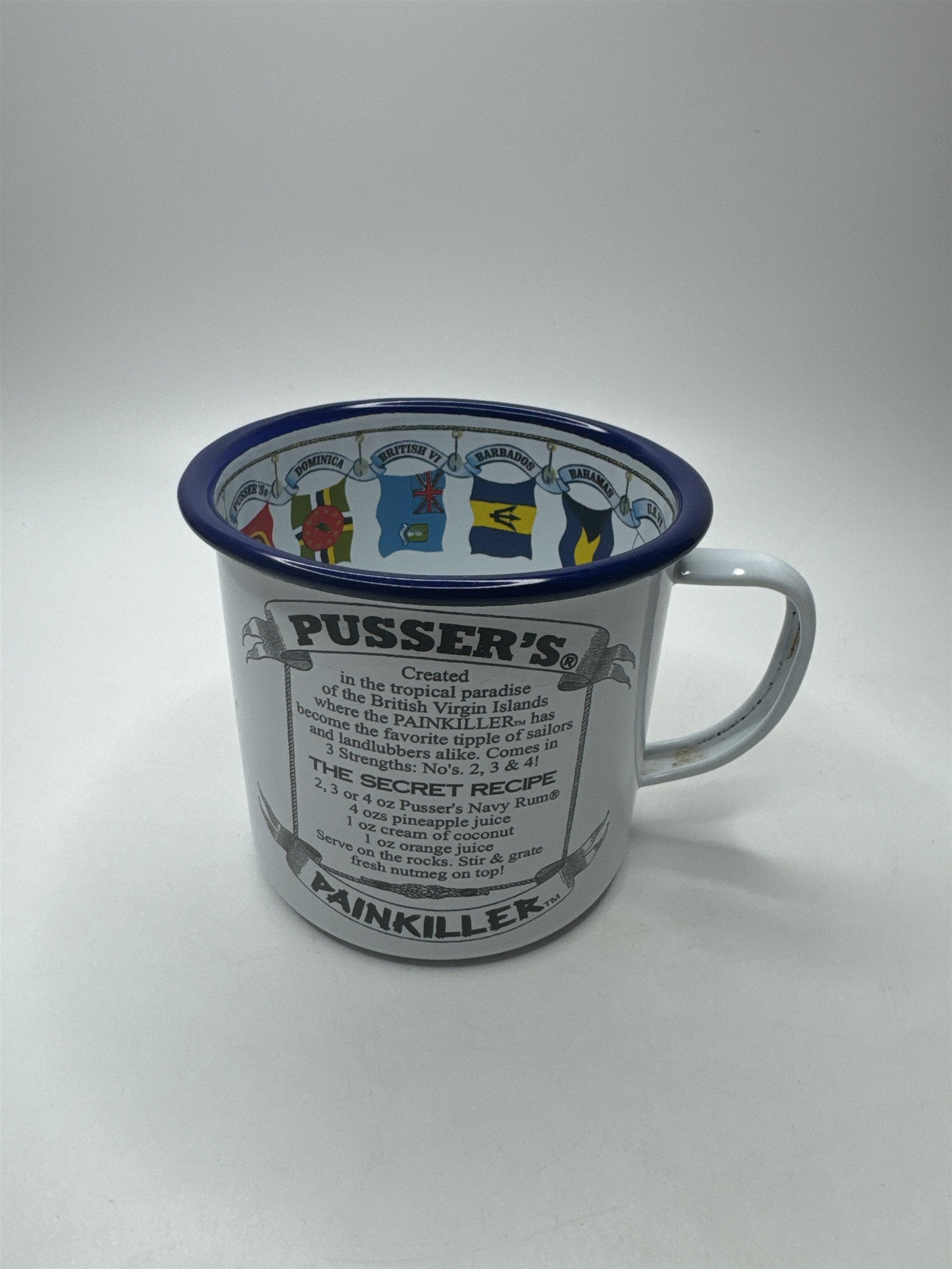 Pusser's Landing BVI 2004 Painkiller Club Navy Rum Enamel Mug Collectible