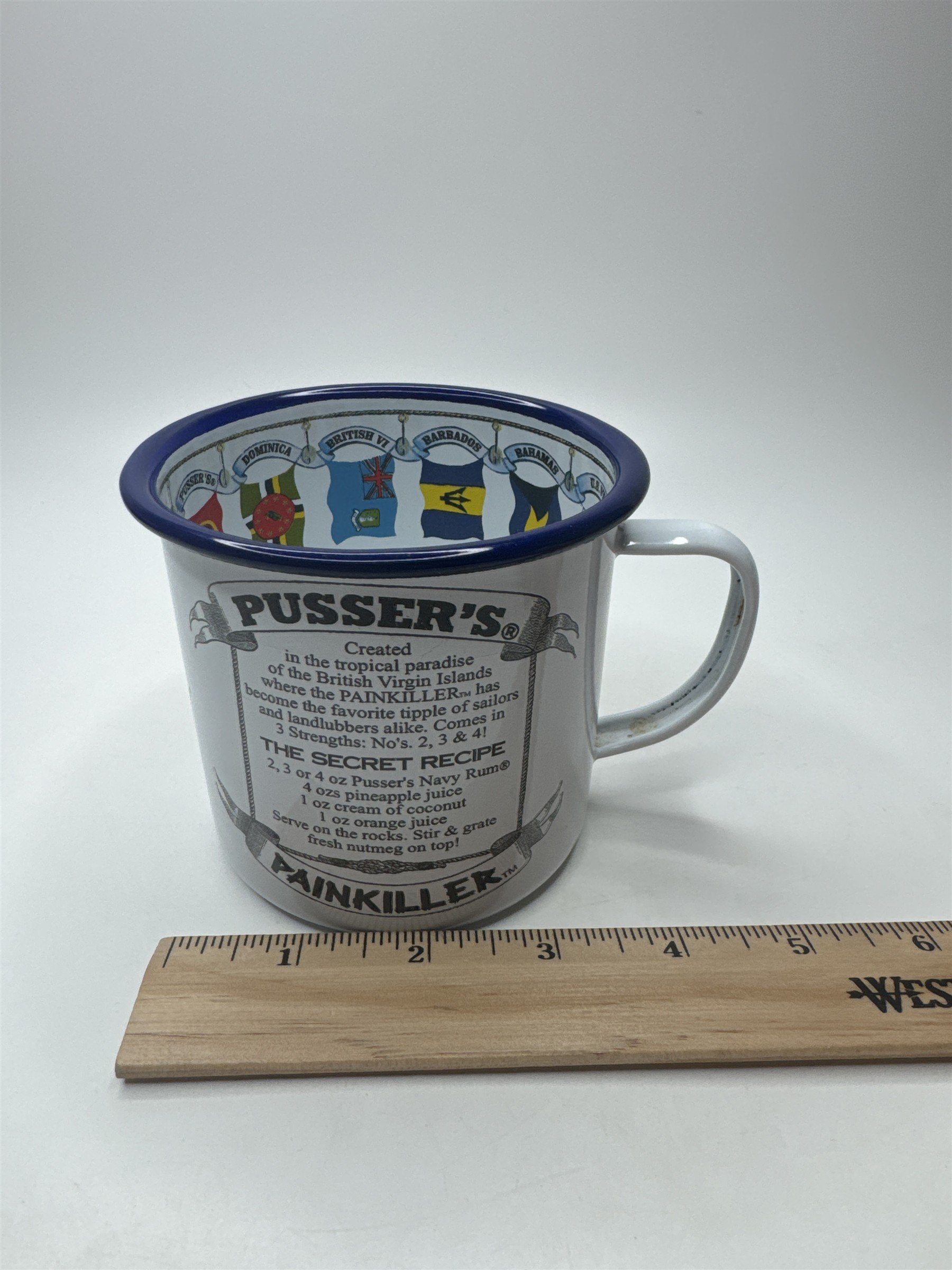 Pusser's Landing BVI 2004 Painkiller Club Navy Rum Enamel Mug Collectible