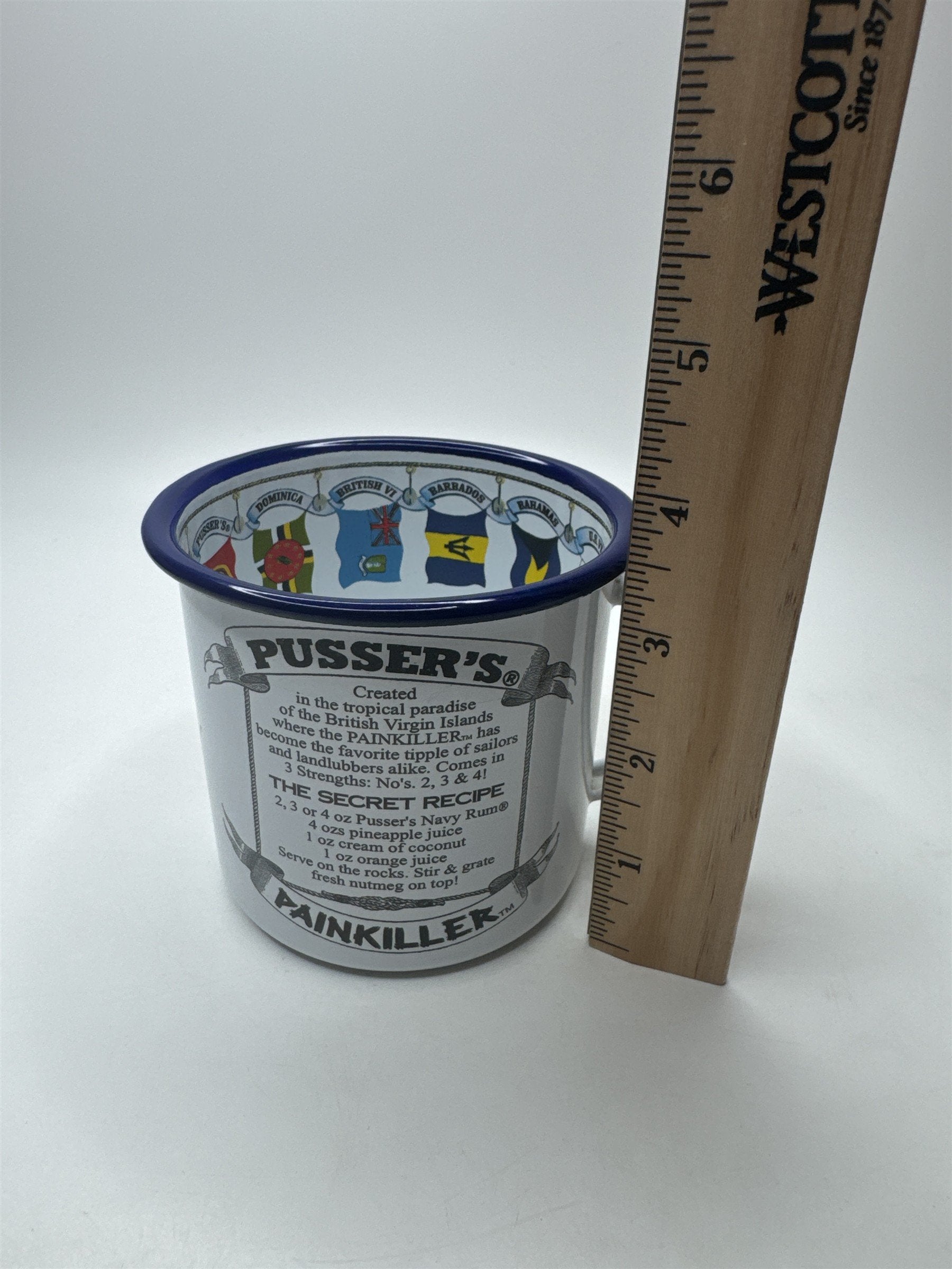 Pusser's Landing BVI 2004 Painkiller Club Navy Rum Enamel Mug Collectible