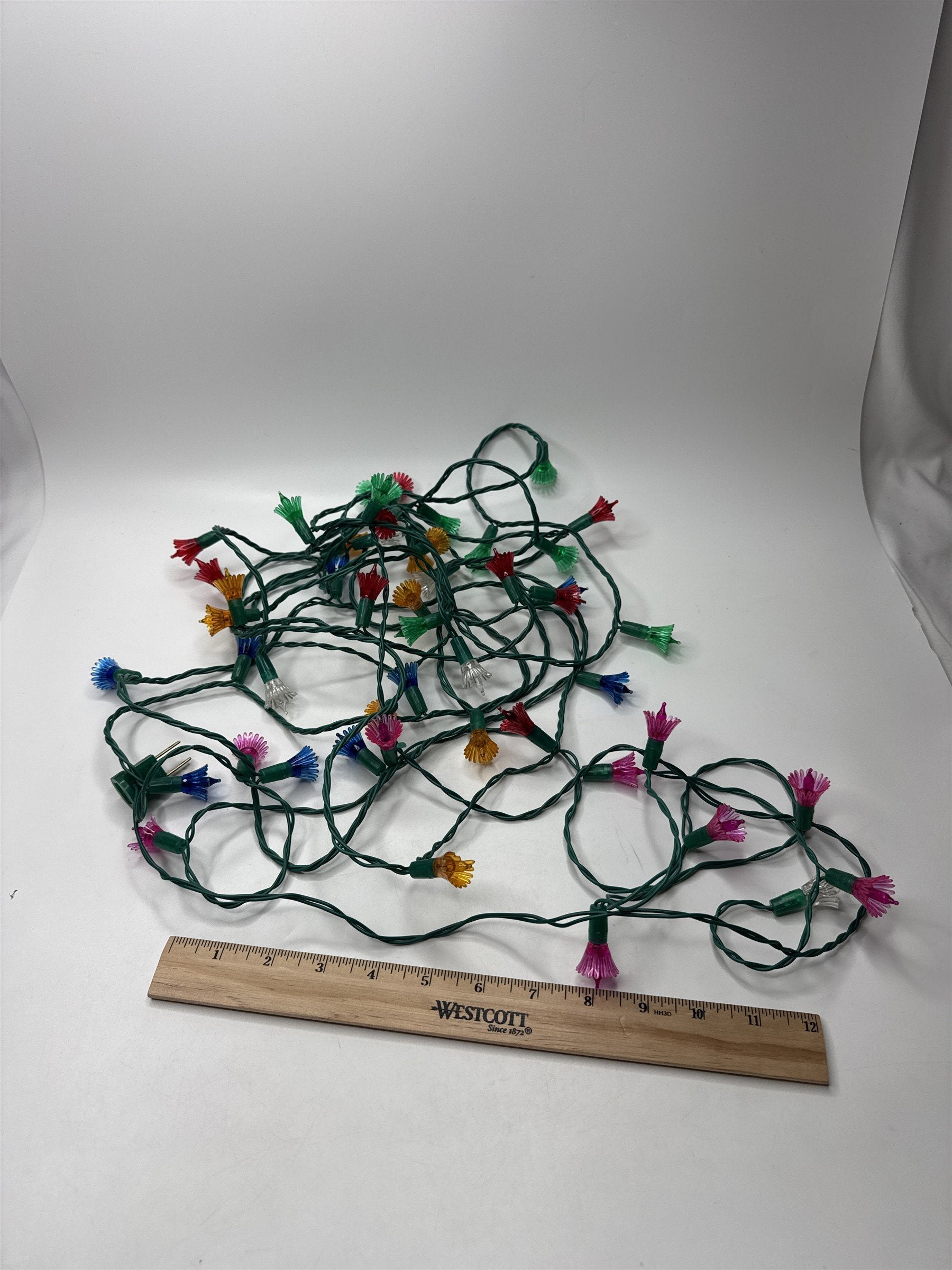 Vintage Tulip Flower String Lights Multicolored Christmas Holiday *Some Cracked*