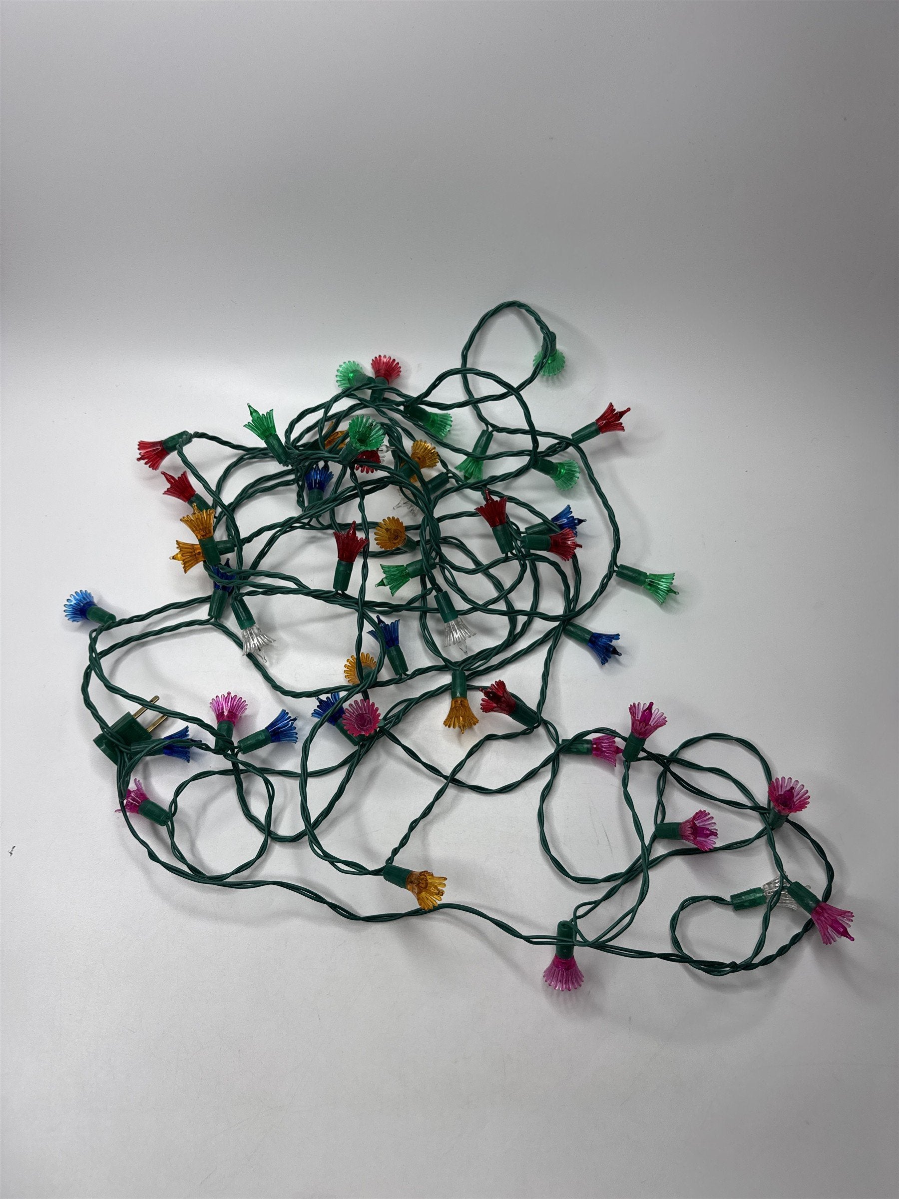 Vintage Tulip Flower String Lights Multicolored Christmas Holiday *Some Cracked*