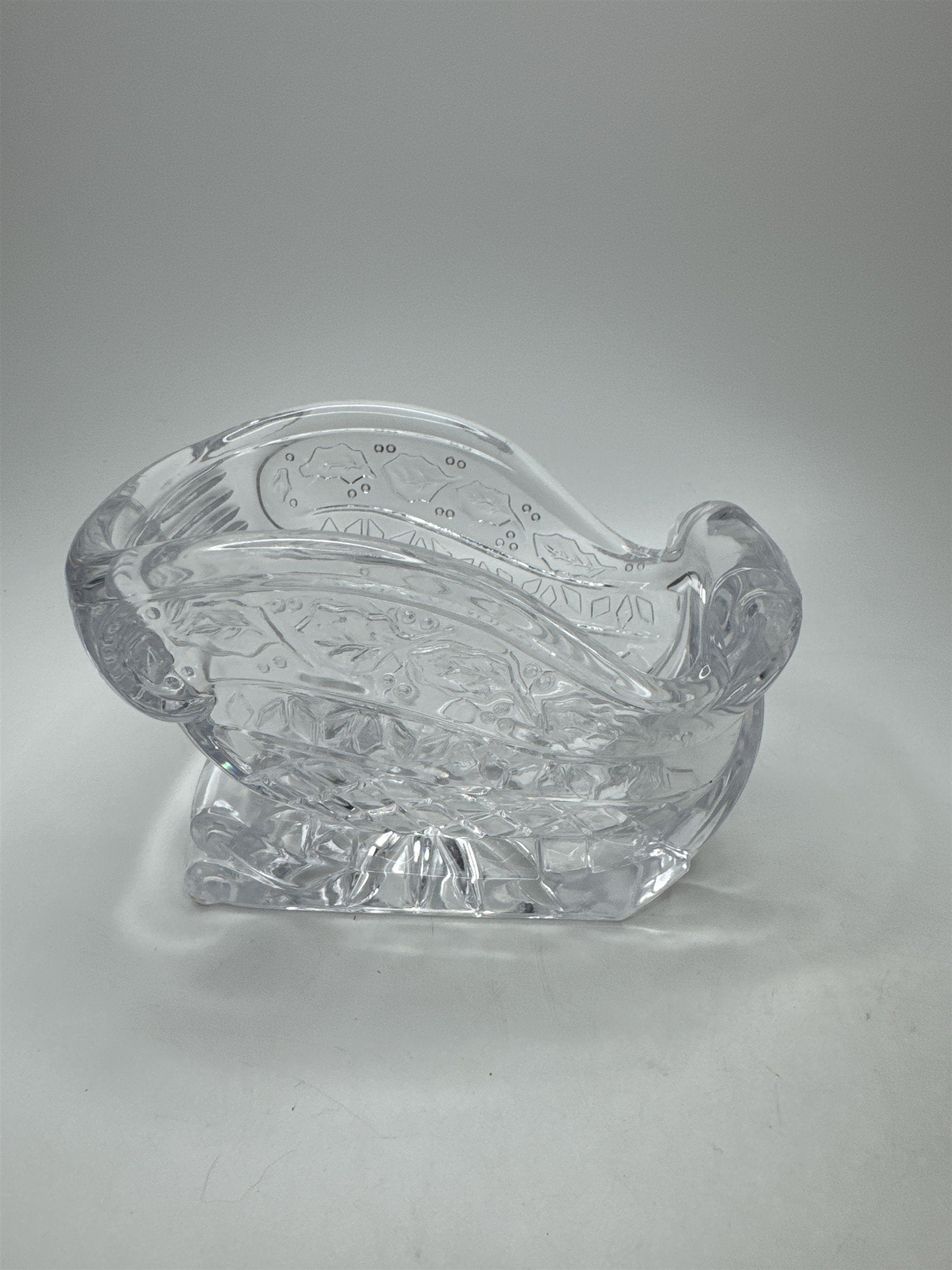 Vintage Clear Glass Acrylic Santa Sleigh Candy Dish Pressed Figural Xmas Decor