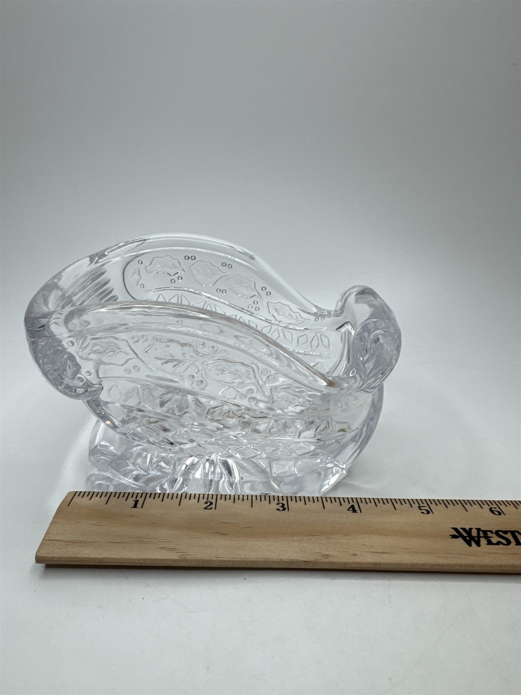 Vintage Clear Glass Acrylic Santa Sleigh Candy Dish Pressed Figural Xmas Decor